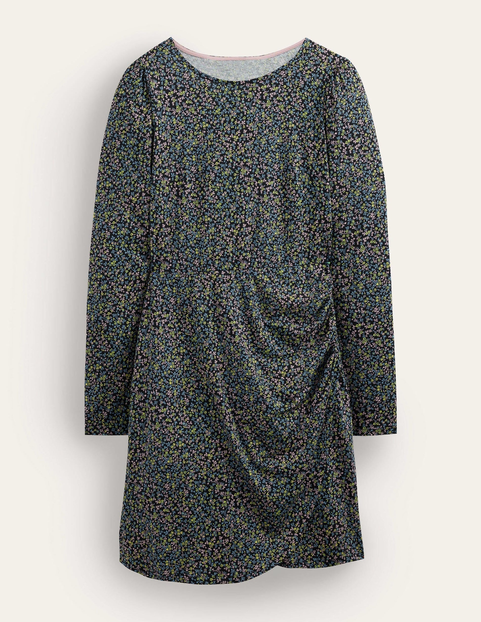 Ruched Jersey Mini Dress-Black, Wild Vine-5