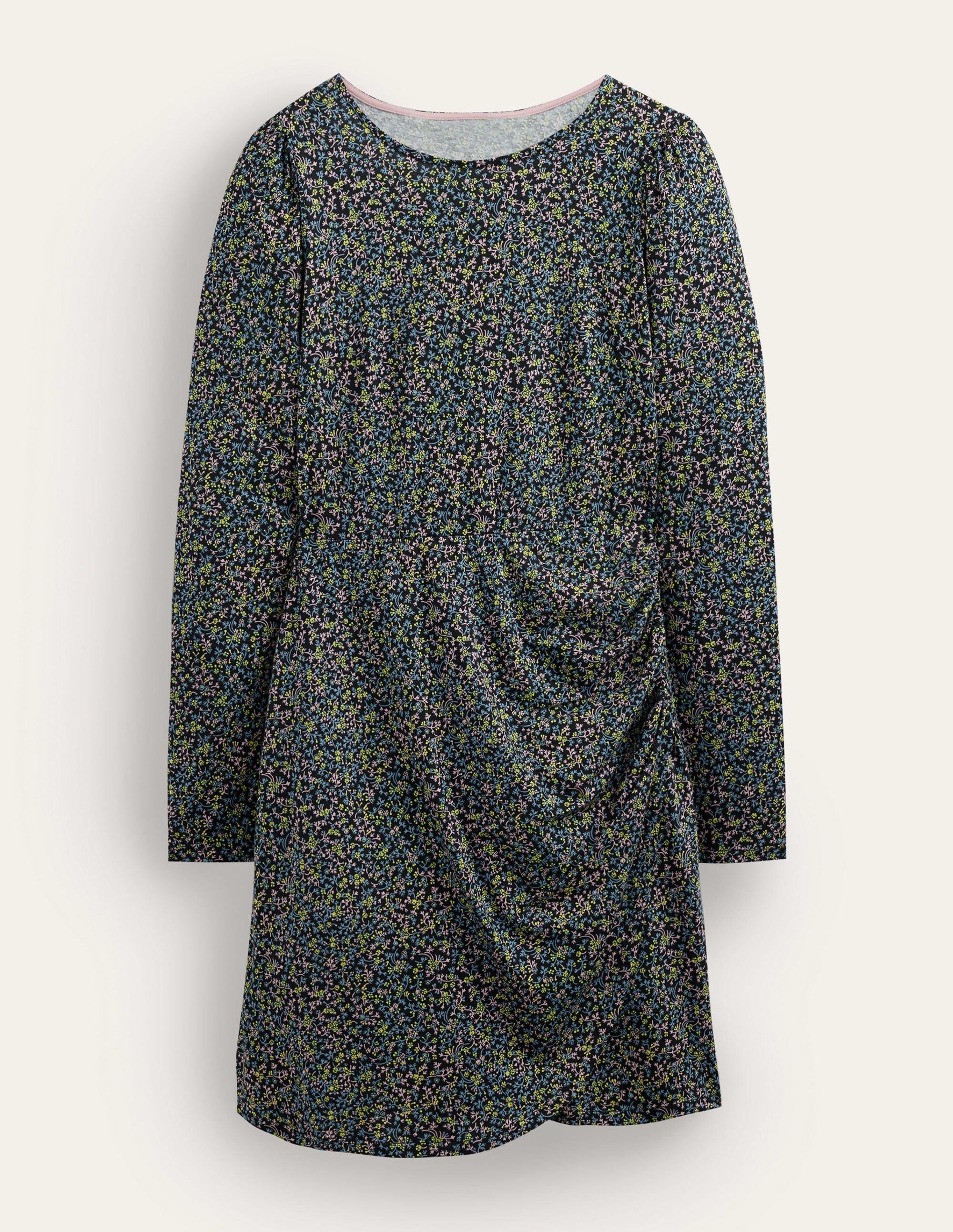 Ruched Jersey Mini Dress-Black, Wild Vine - Image 5