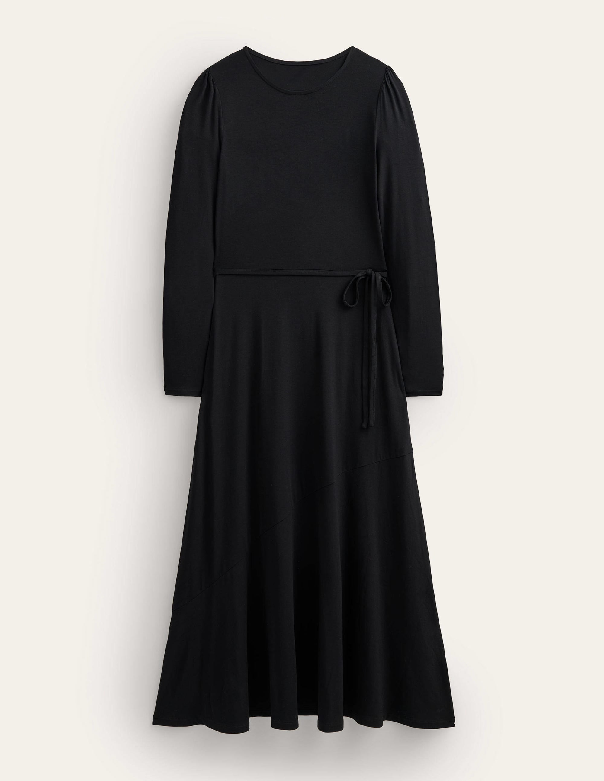 Skirt Detail Jersey Midi Dress-Black - Image 5