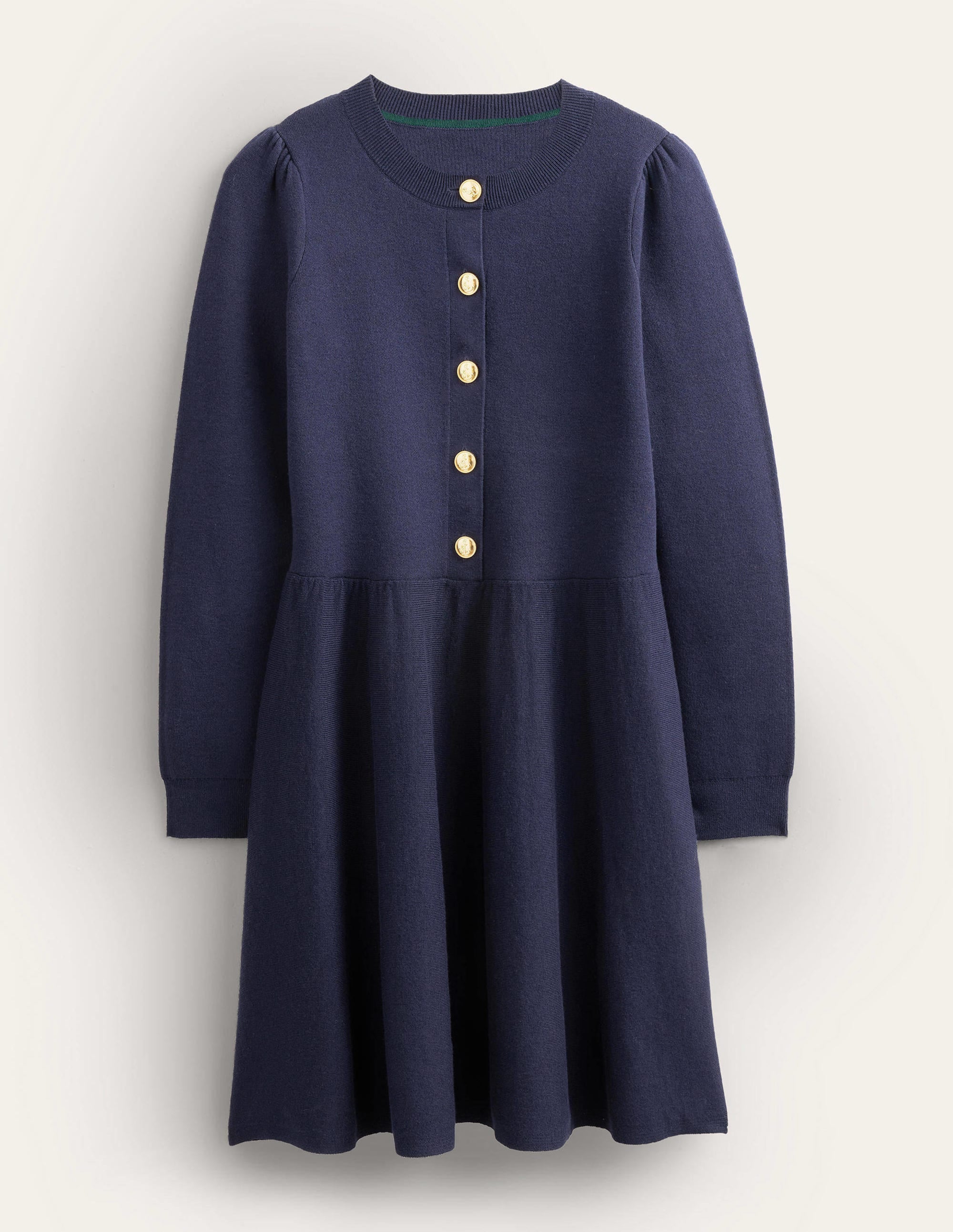 Relaxed Knitted Mini Dress-Navy - Image 6