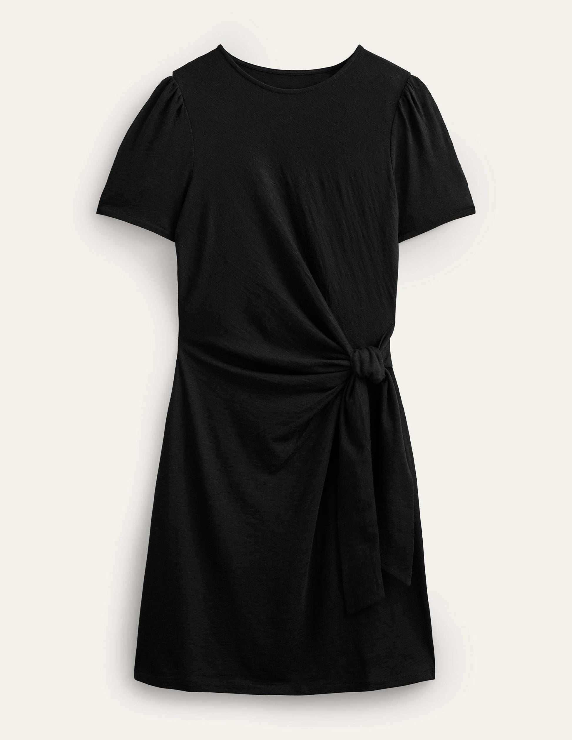 Knot Front Jersey Dress-Black-5