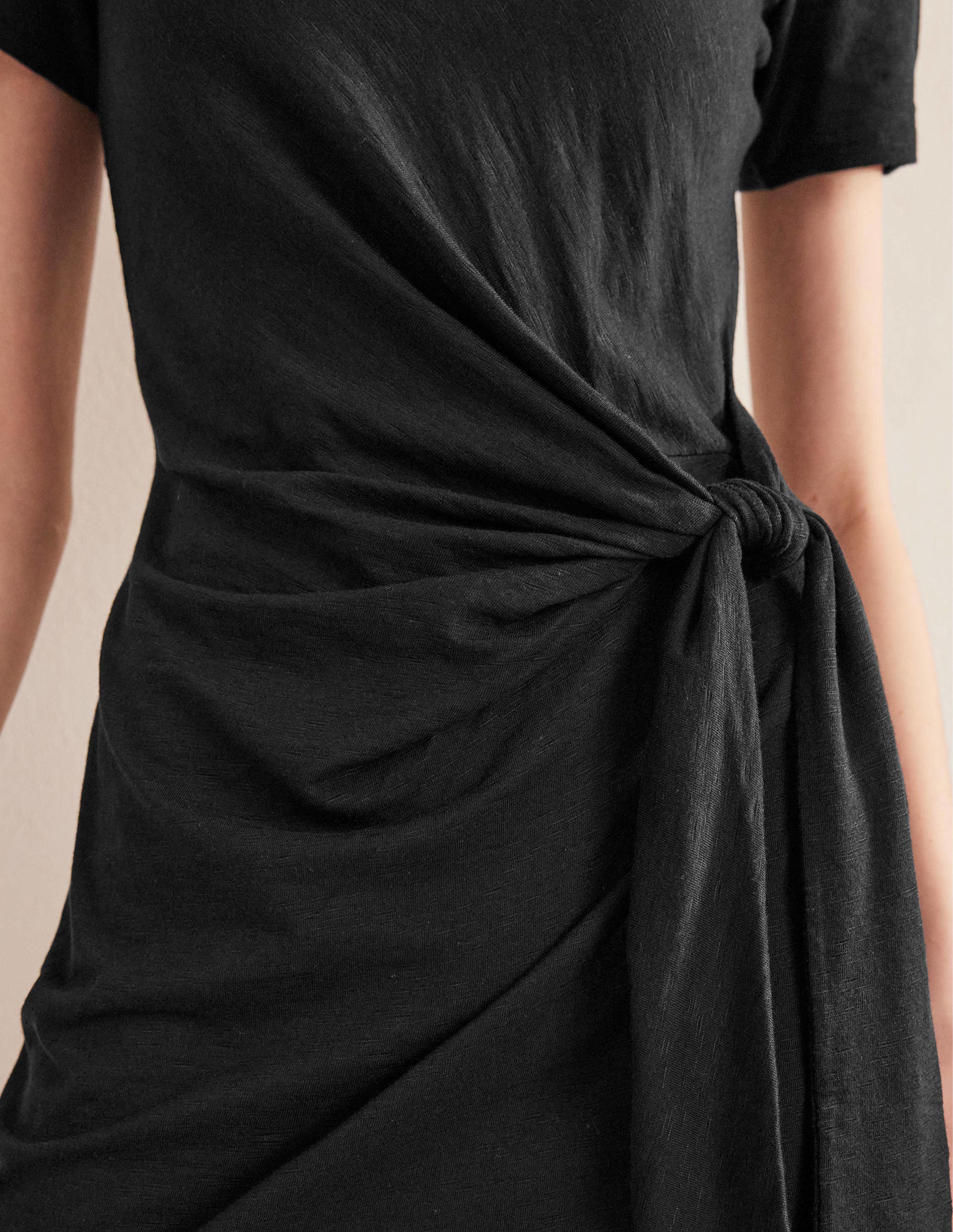 Knot Front Jersey Dress-Black - Image 2