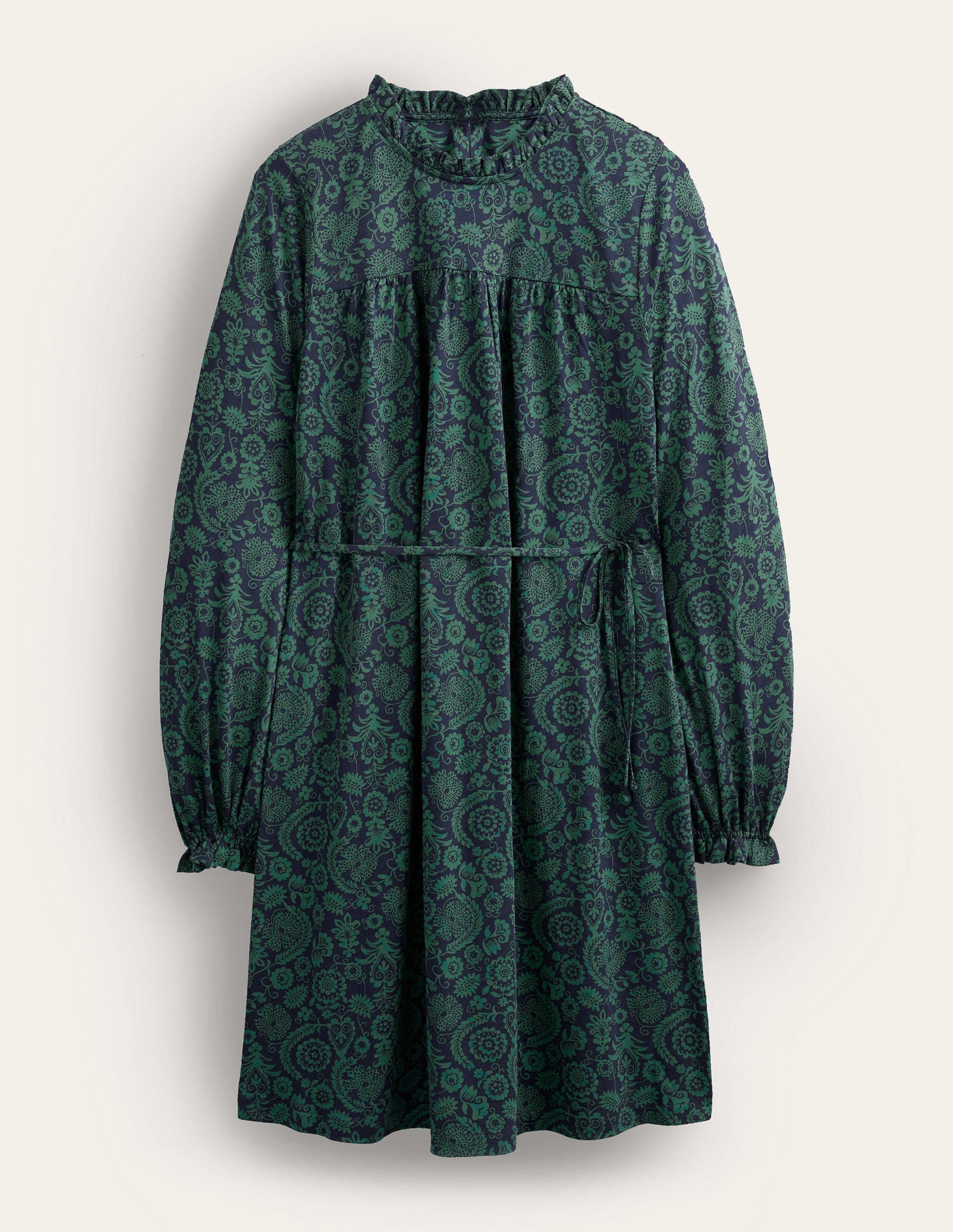 Easy Yoke Mini Jersey Dress-Broad Bean, Tropic Charm - Image 6