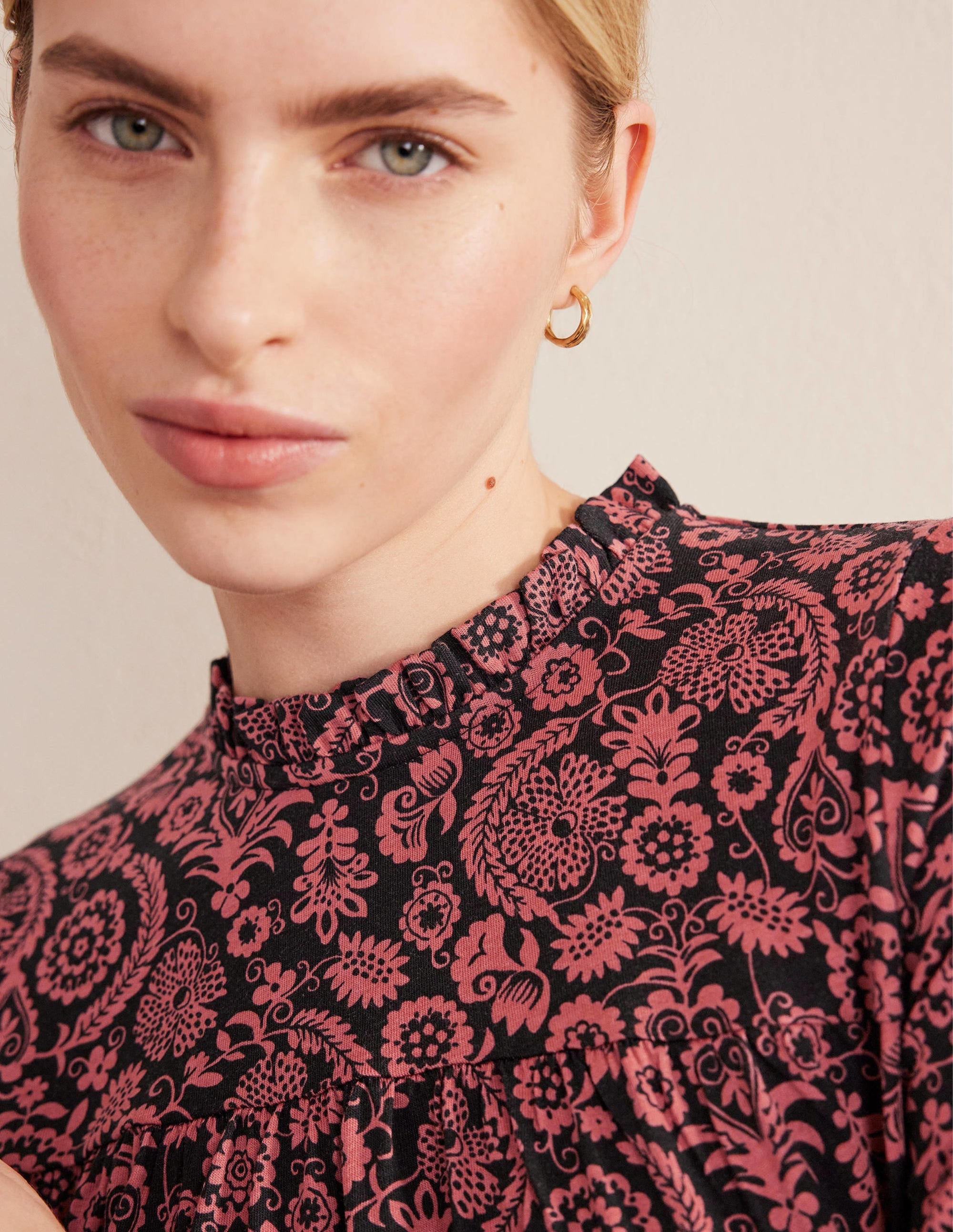 Easy Yoke Mini Jersey Dress-Faded Rose, Tropic Charm - Image 2