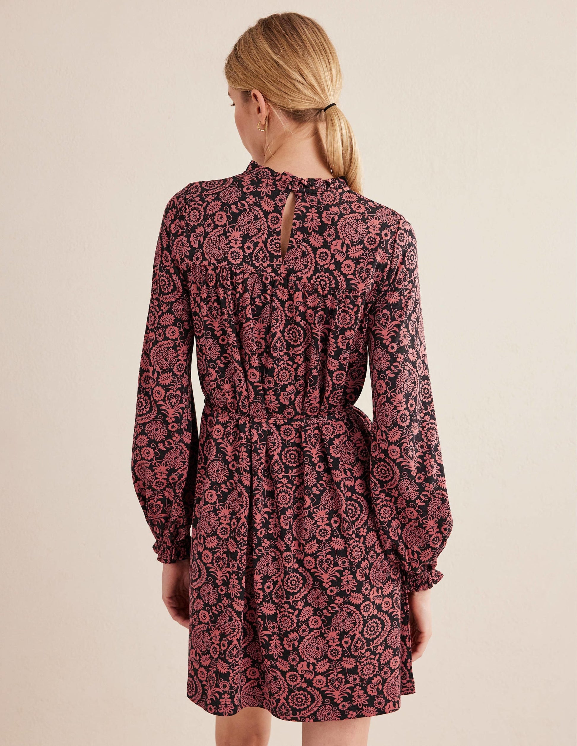 Easy Yoke Mini Jersey Dress-Faded Rose, Tropic Charm-3