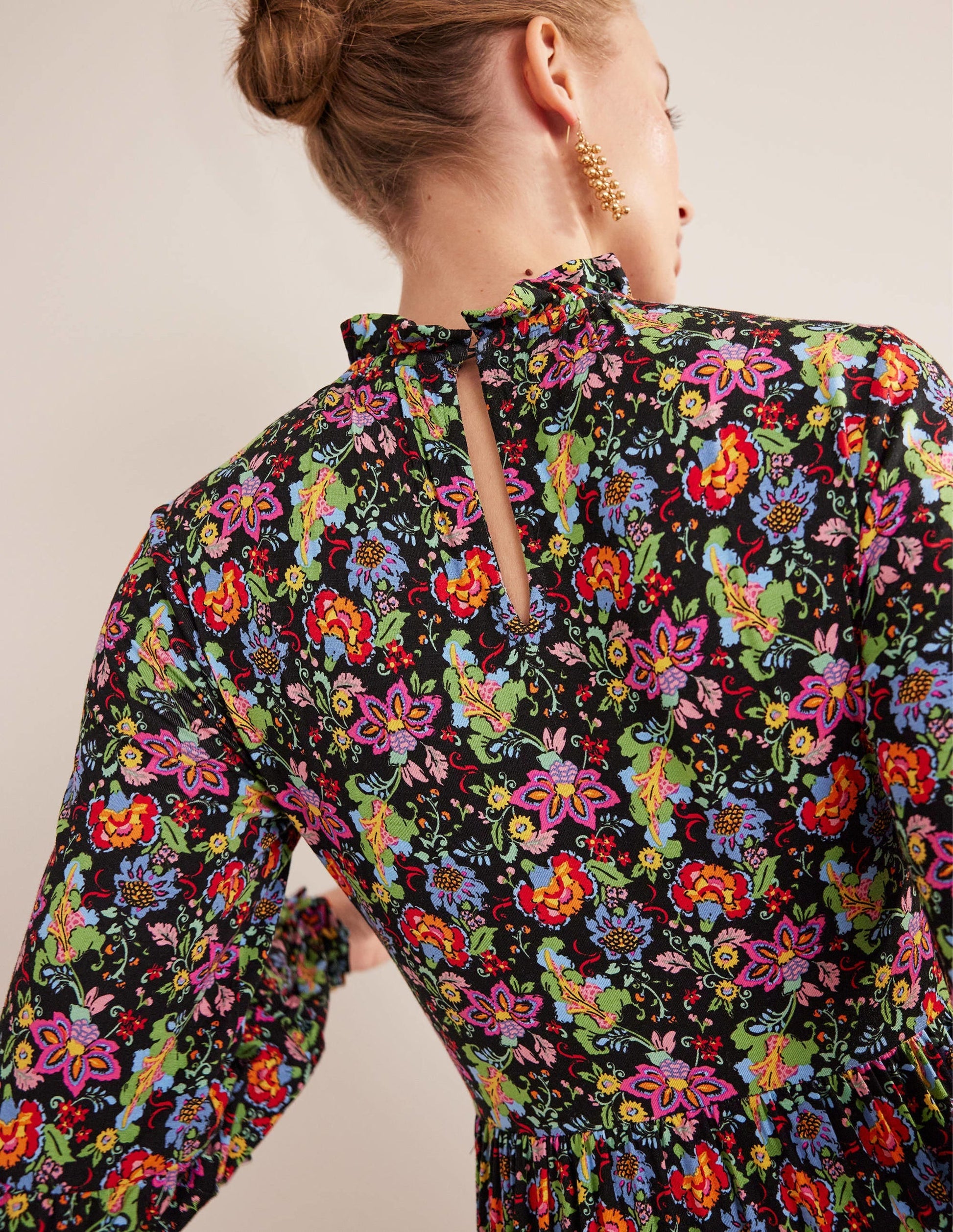 Tier Insert Midi Jersey Dress-Multi, Carnation Garden-3