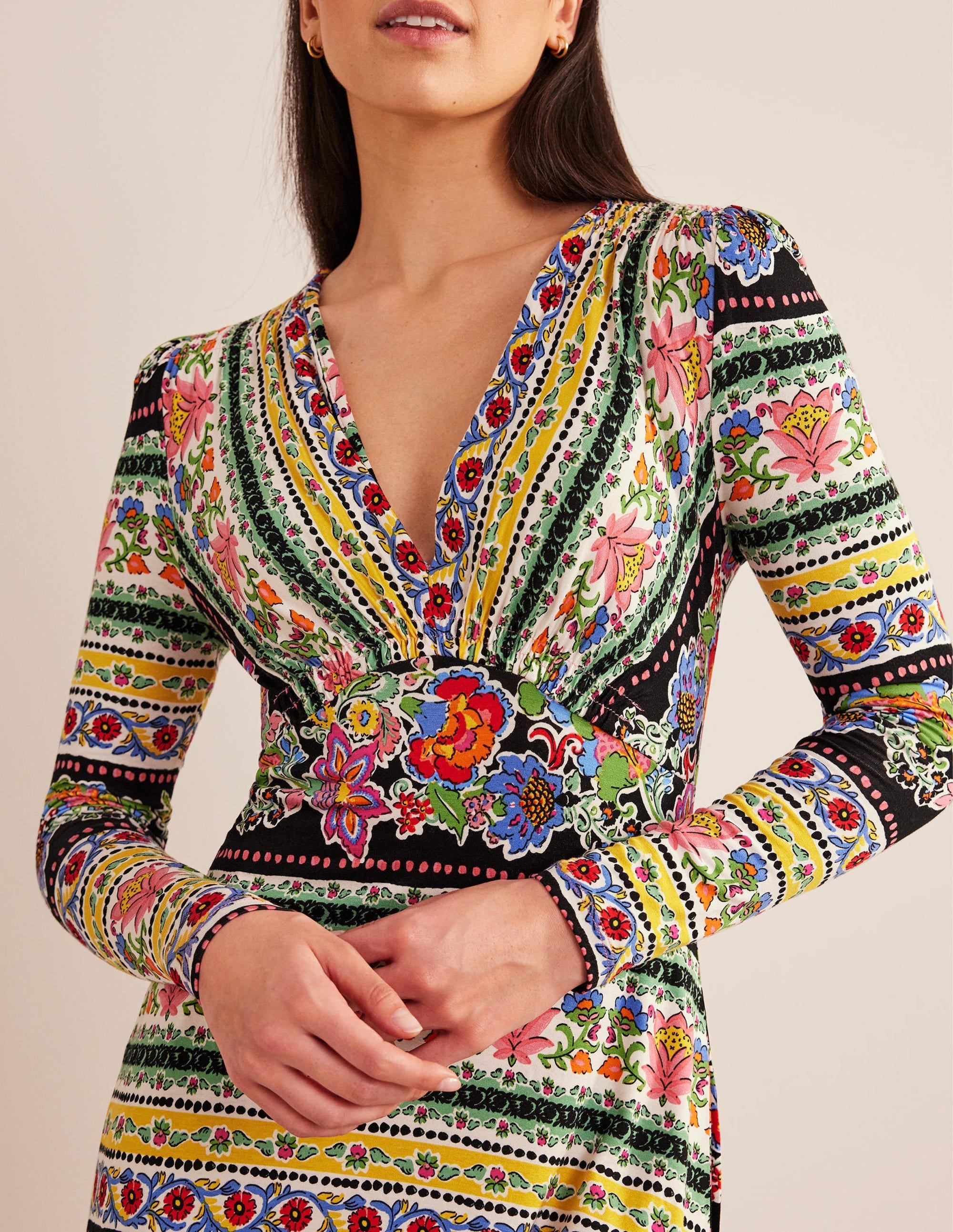 Jersey Midi Tea Dress-Multi, Carnation Bloom - Image 2