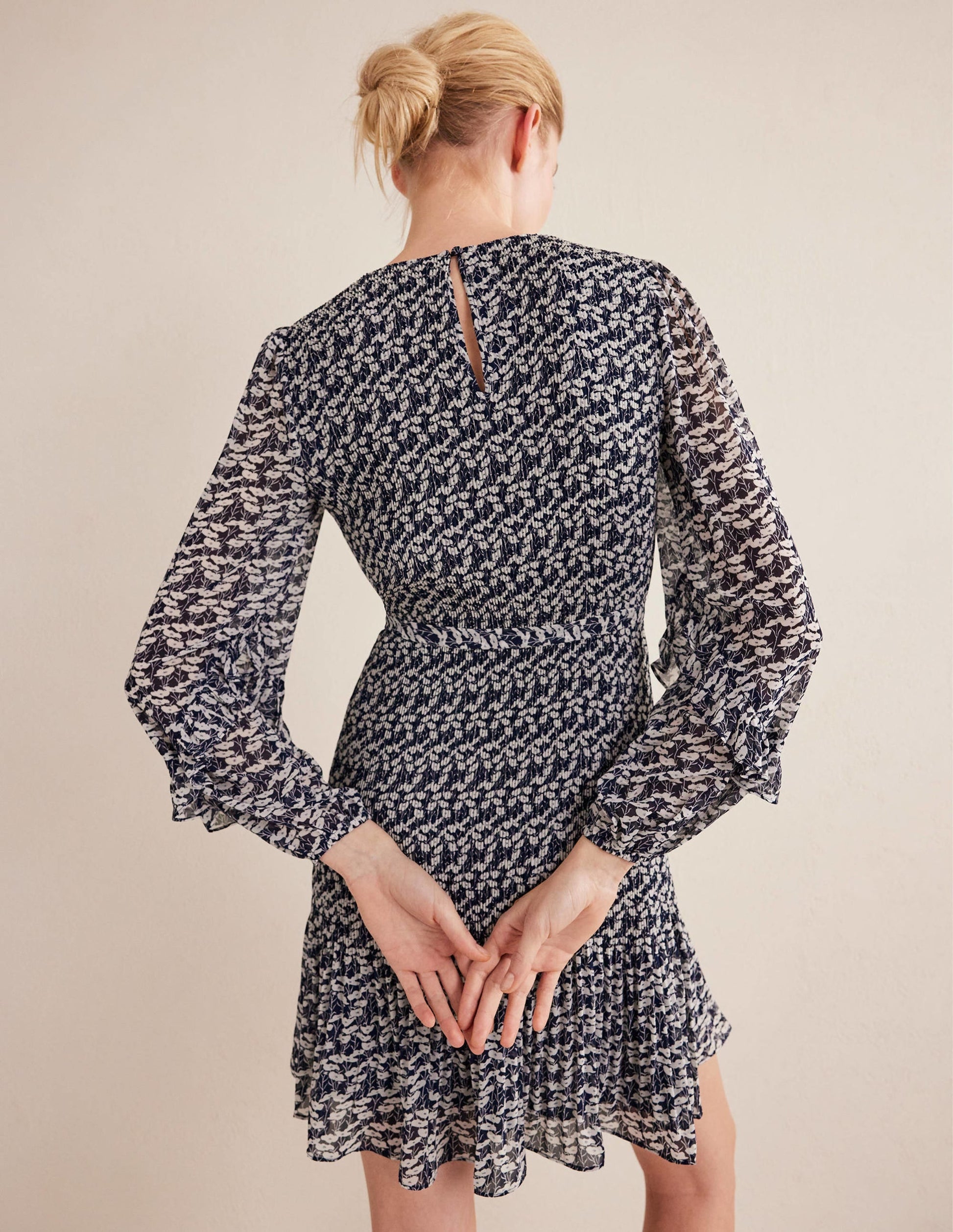 Plisse Mini Dress-French Navy, Poppy Vine-3