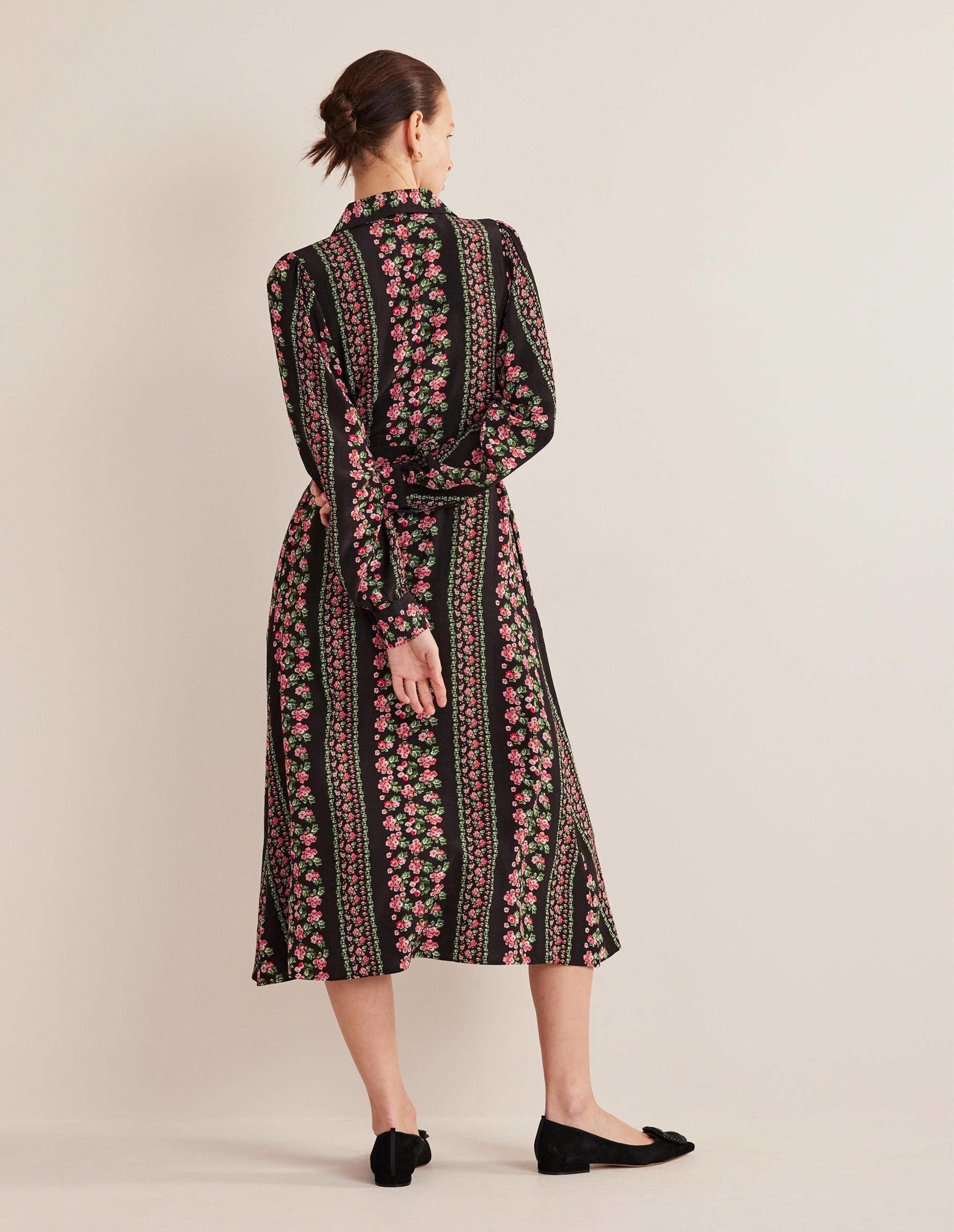 Midi Shirt Dress-Black Diamond Rose-3