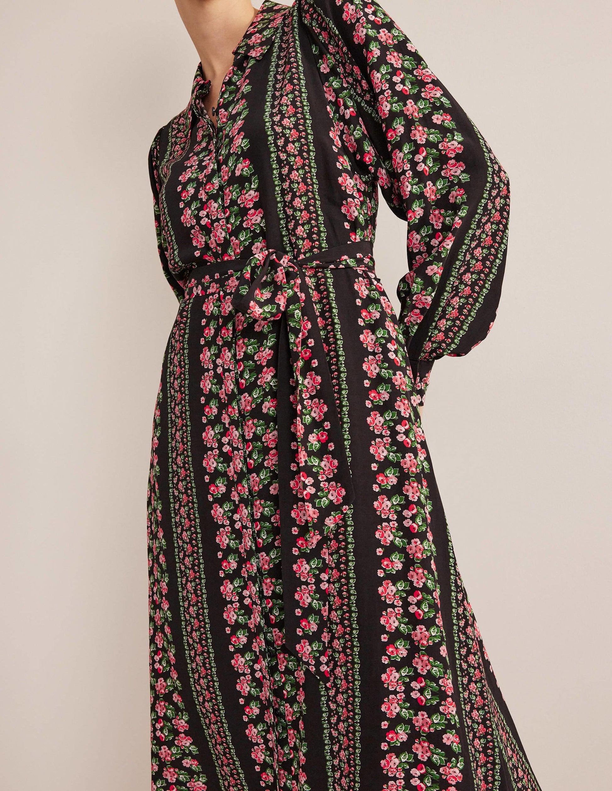 Midi Shirt Dress-Black Diamond Rose-5