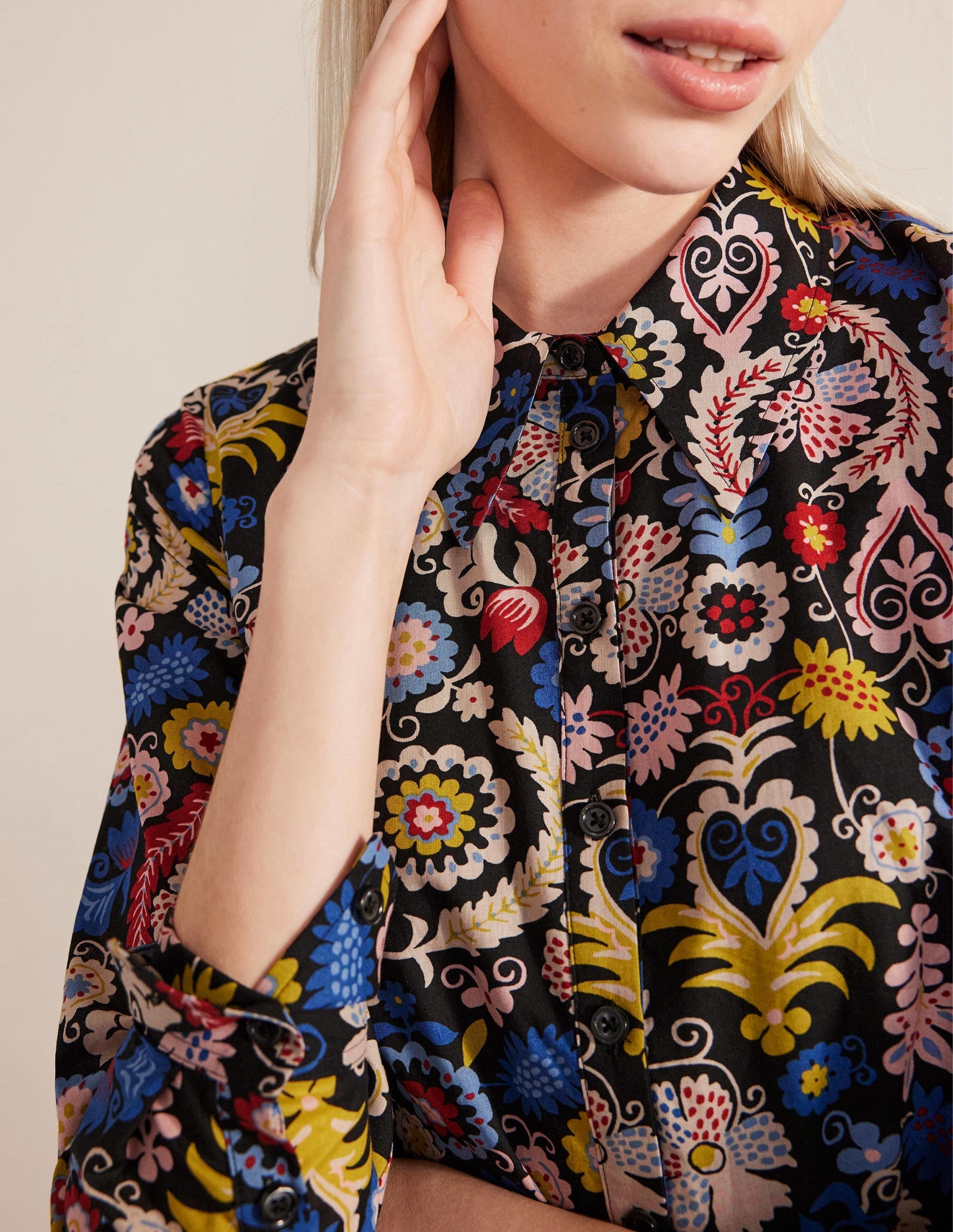 Tiered Cotton Mini Shirt Dress-Multi, Tropic Charm - Image 2