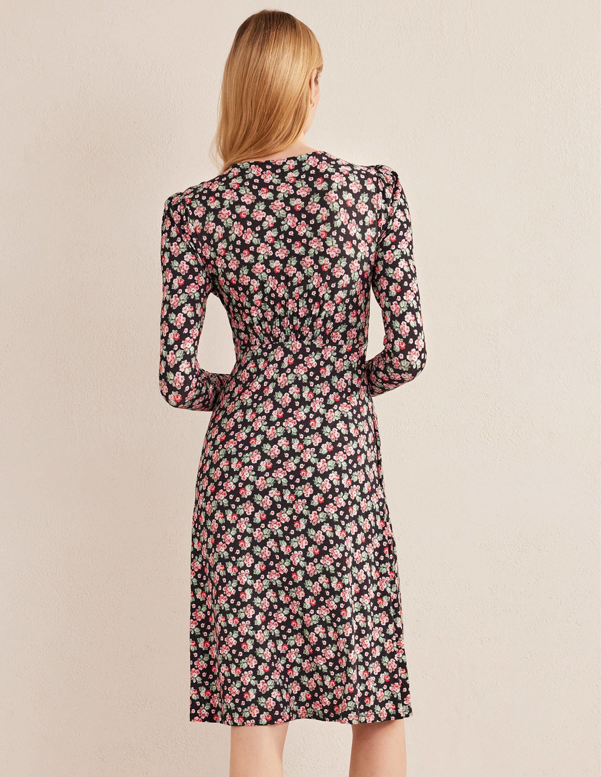 Jersey Mini Tea Dress-Black, Diamond Rose-3