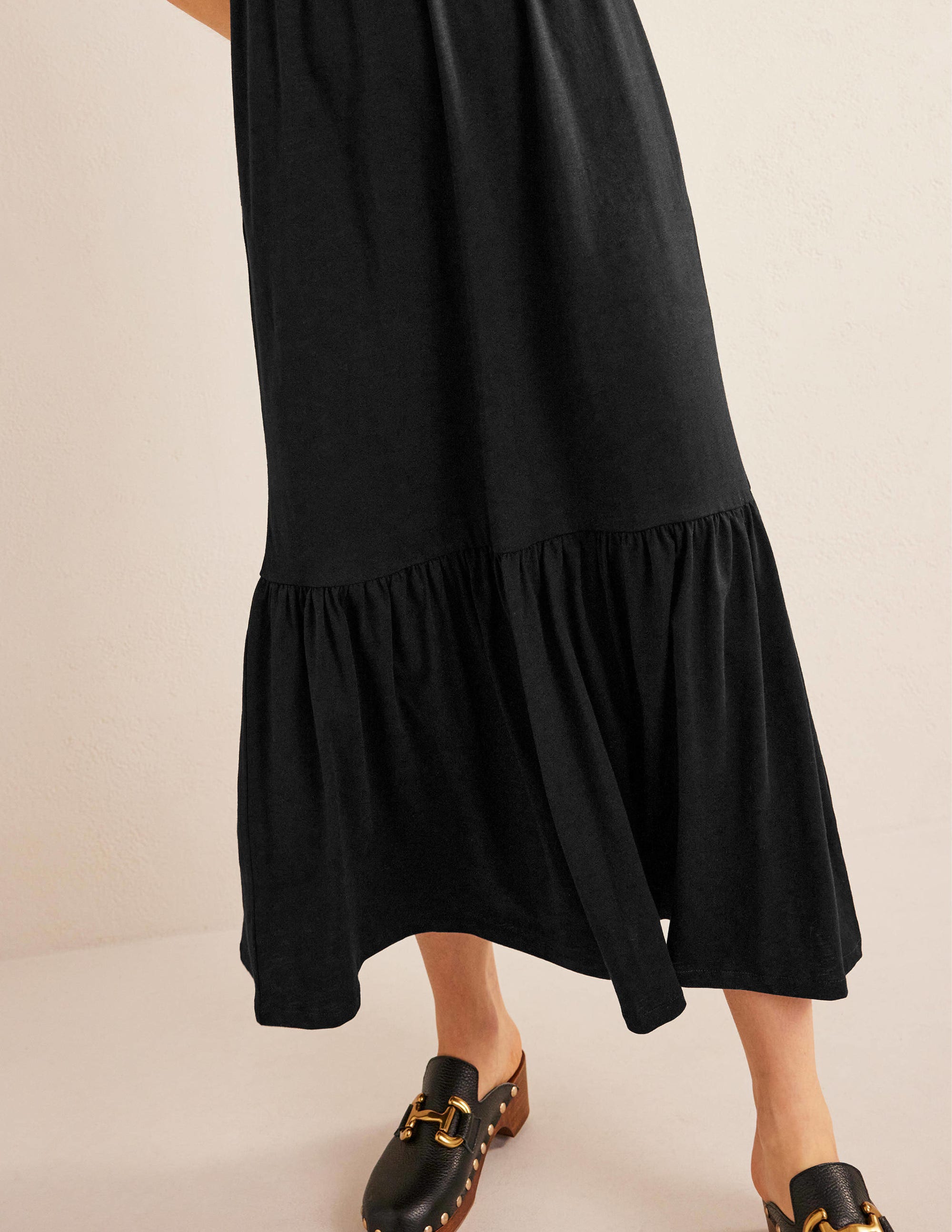Emma Tiered Jersey Midi Dress-Black - Image 2