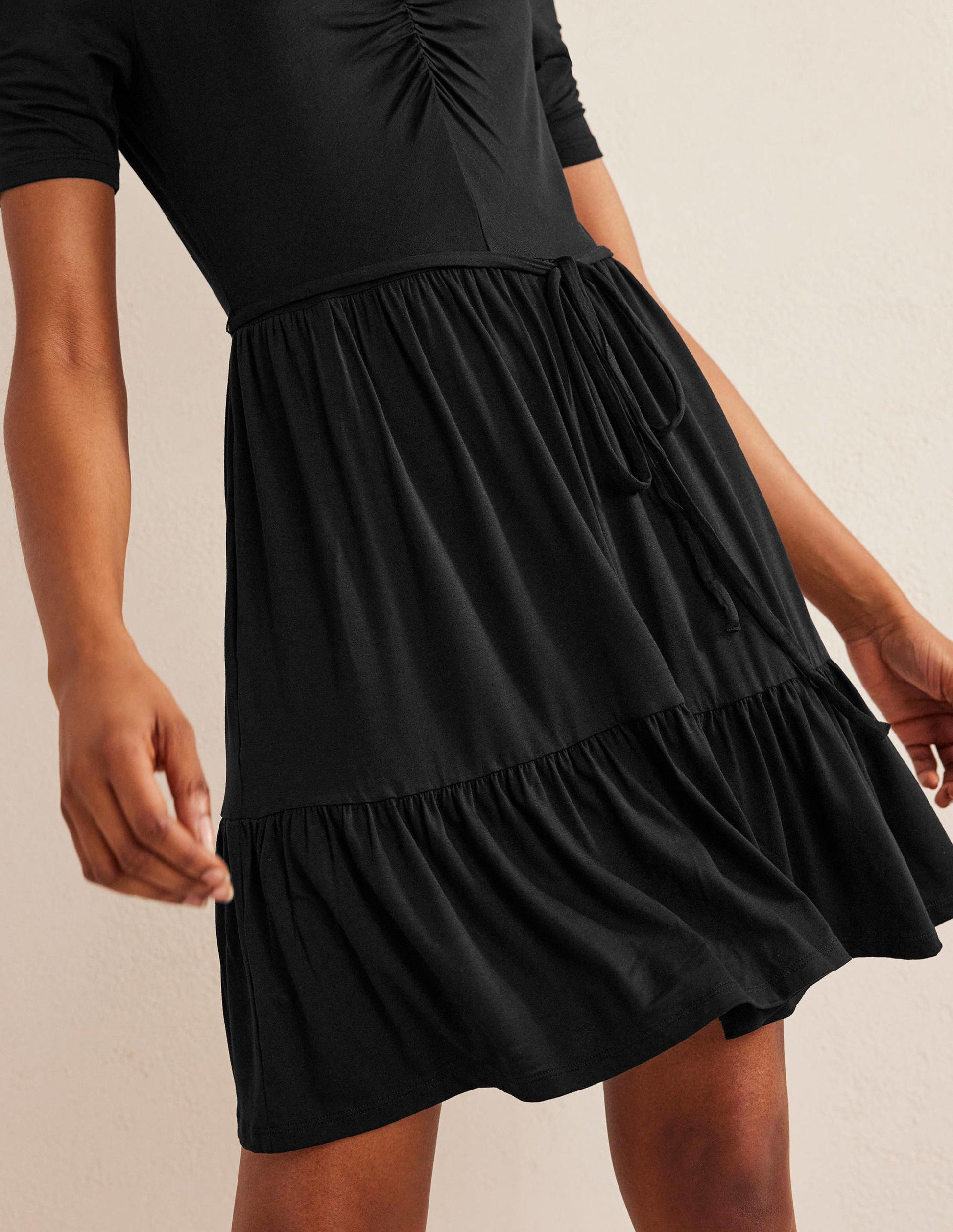 Ruched Bust Jersey Mini Dress-Black-4