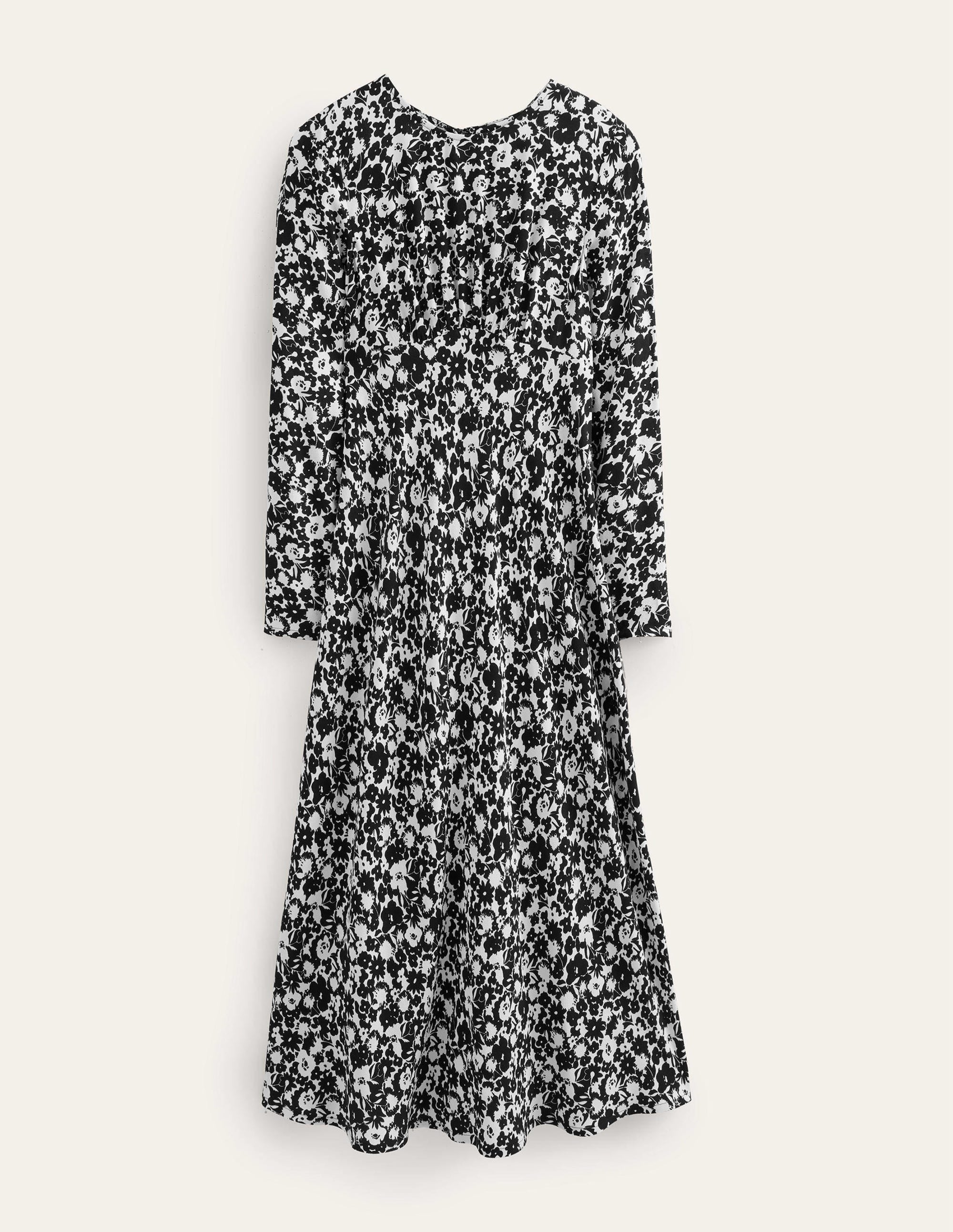 Crew Neck Midi Tea Dress-Black, Bloom Silhouette - Image 5