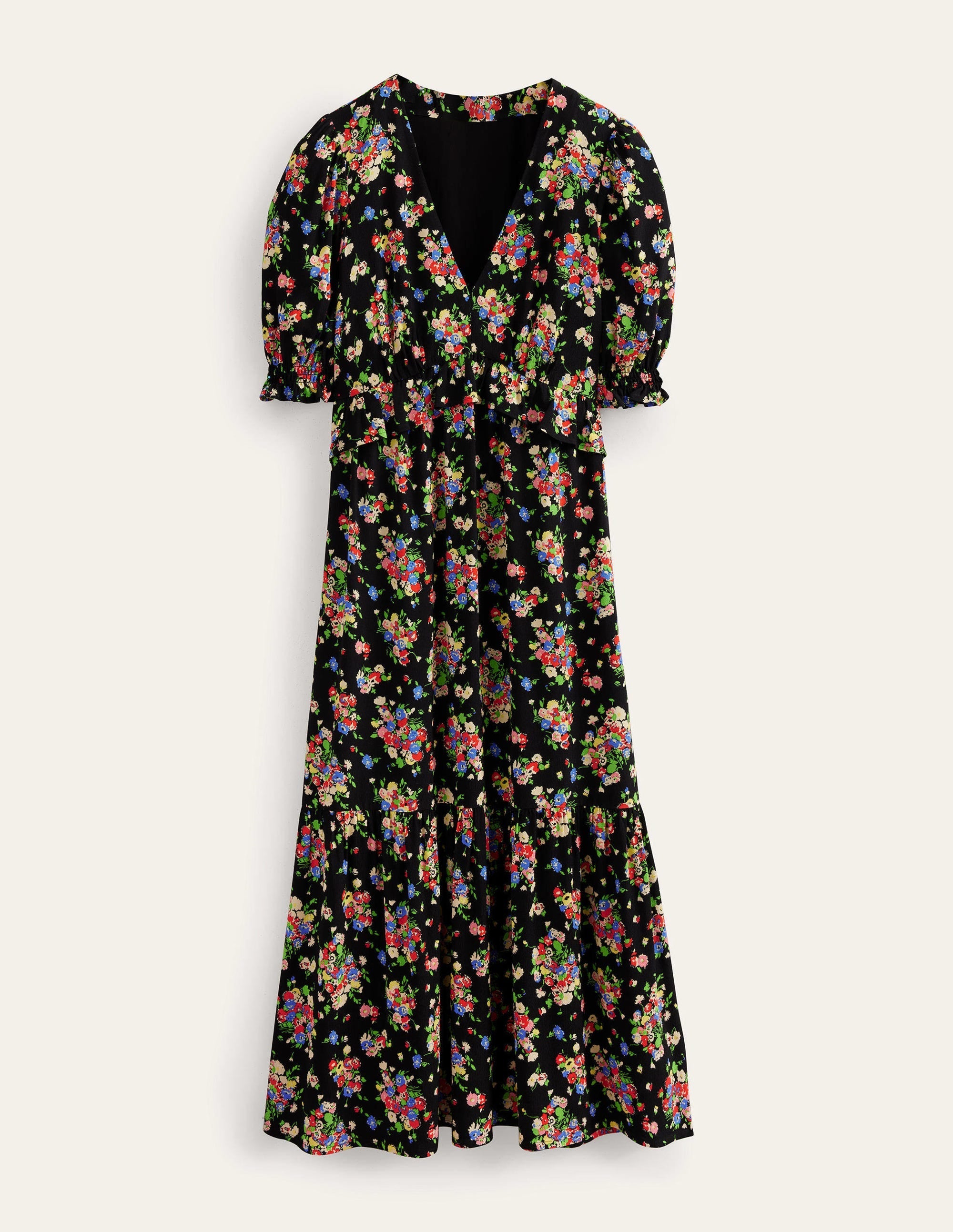 Ruffle Detail Midi Tea Dress-Black, Wild Cluster - Image 5