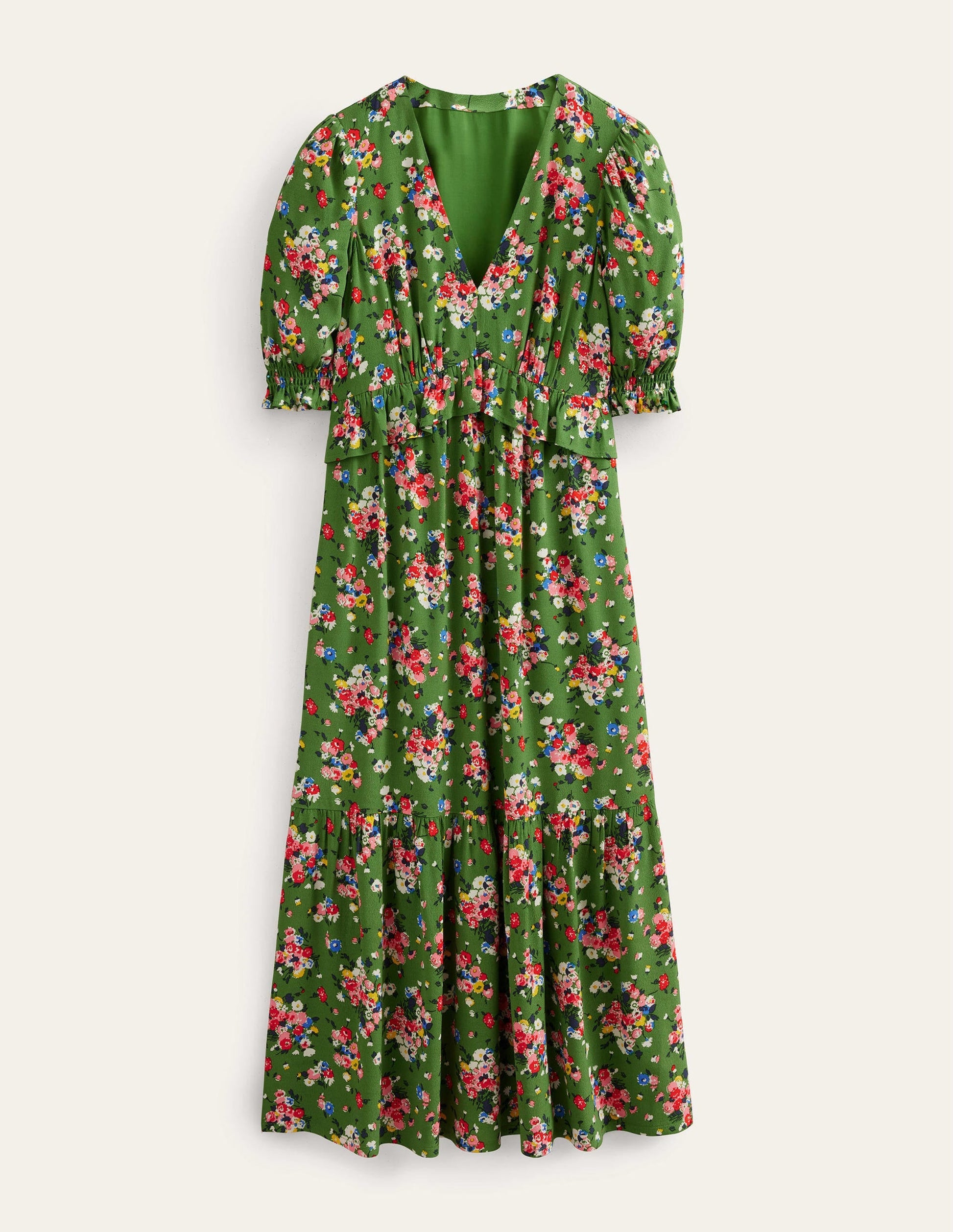 Ruffle Detail Midi Tea Dress-Park Ranger, Wild Cluster-2