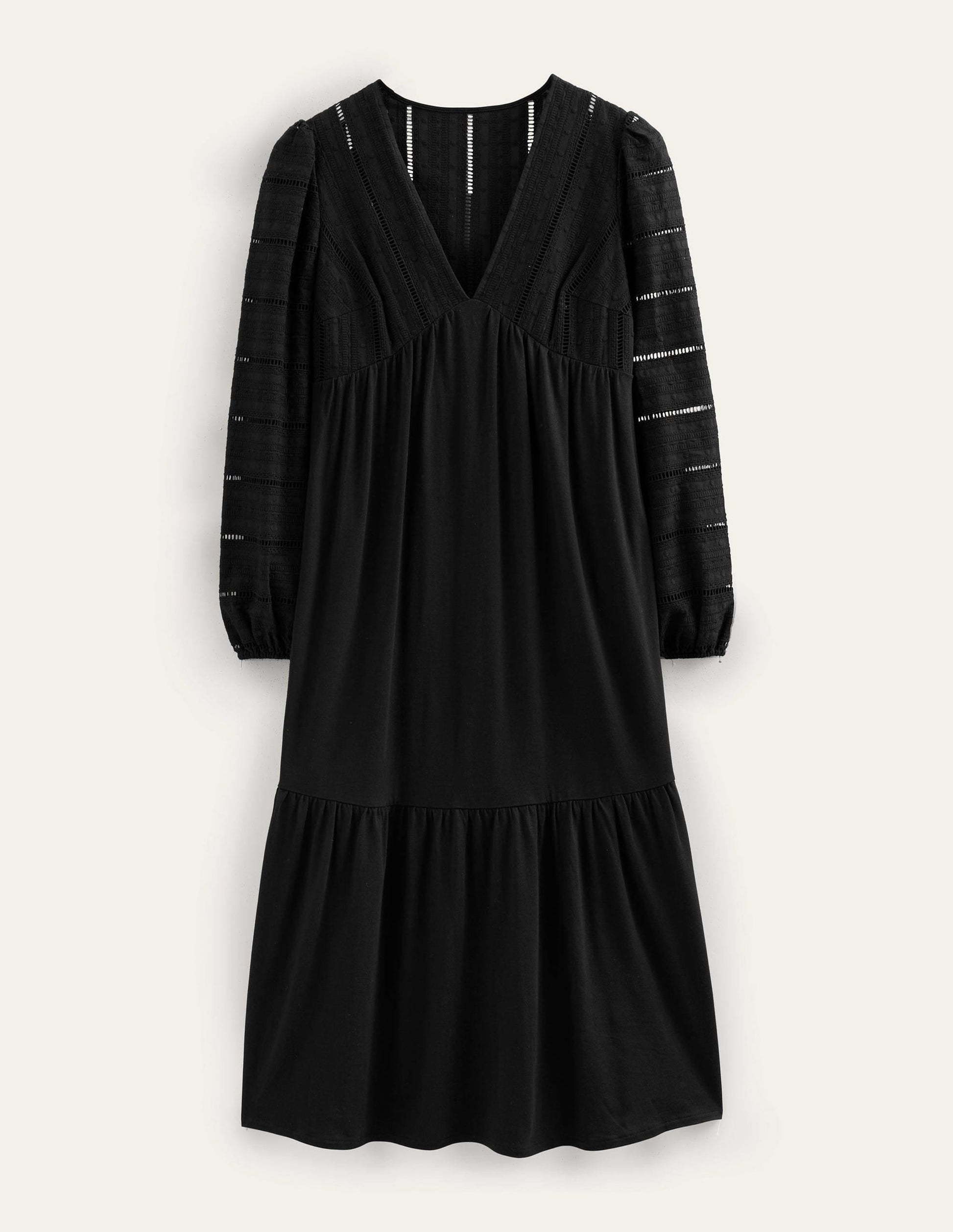 Woven Mix Midi Jersey Dress-Black-6