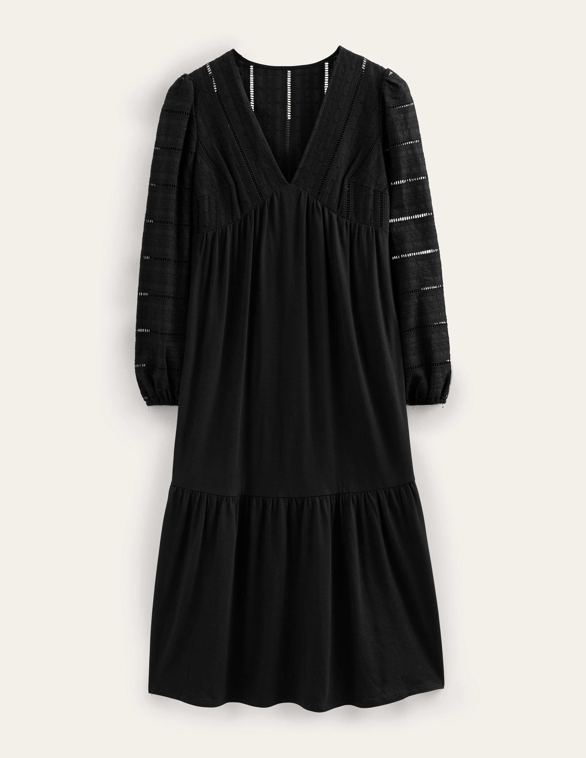 Woven Mix Midi Jersey Dress-Black - Image 6