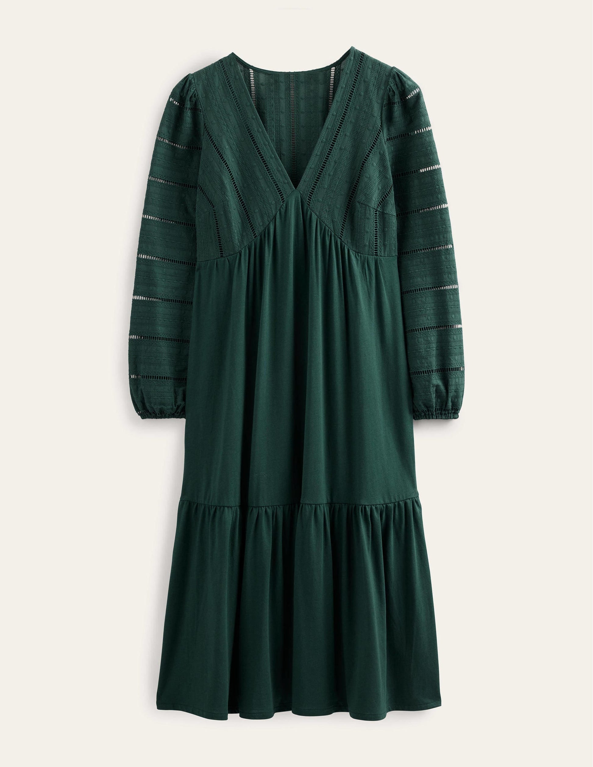 Woven Mix Midi Jersey Dress-Emerald Night-2
