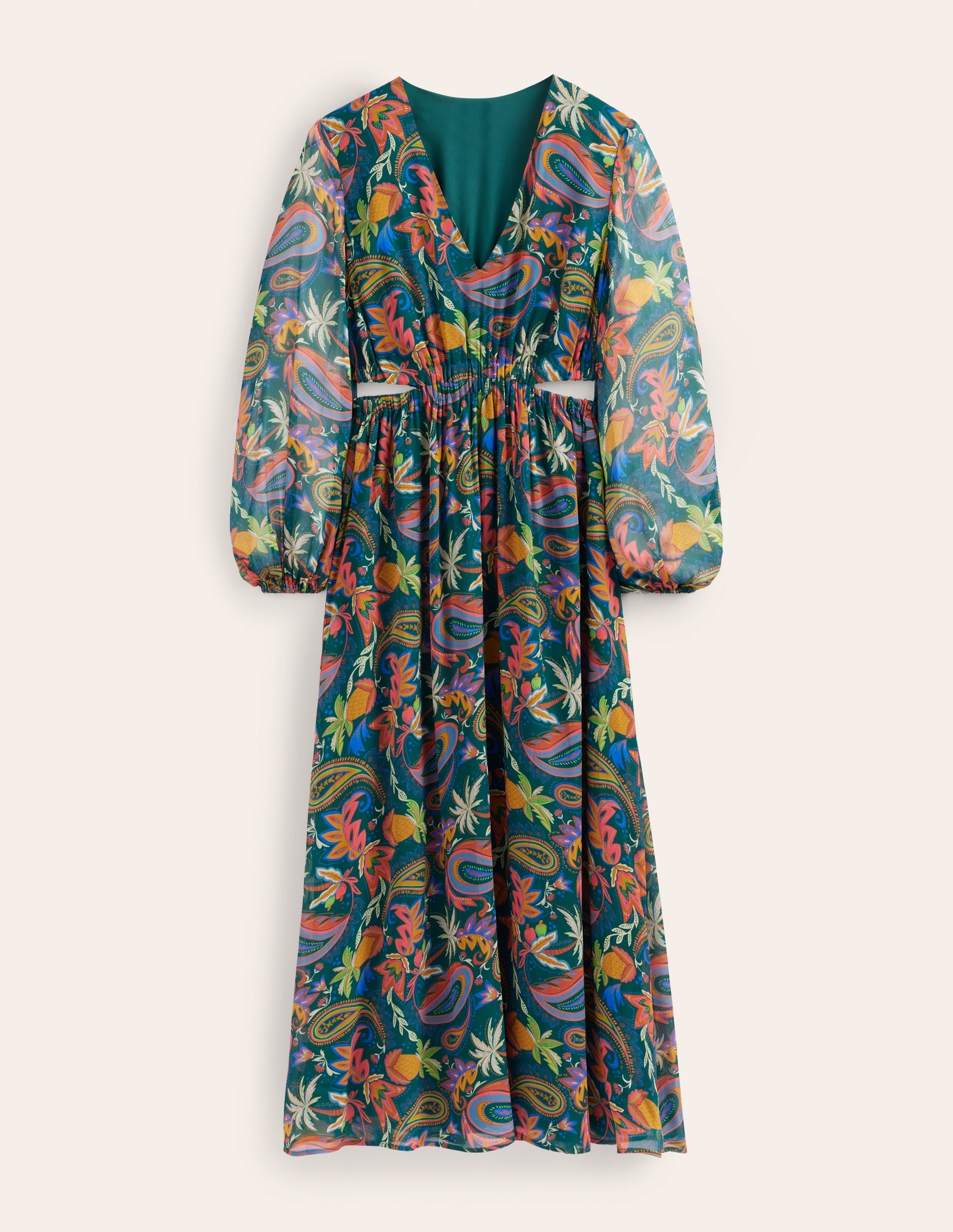 Cut Out Detail Maxi Dress-Emerald Night, Paradise - Image 2