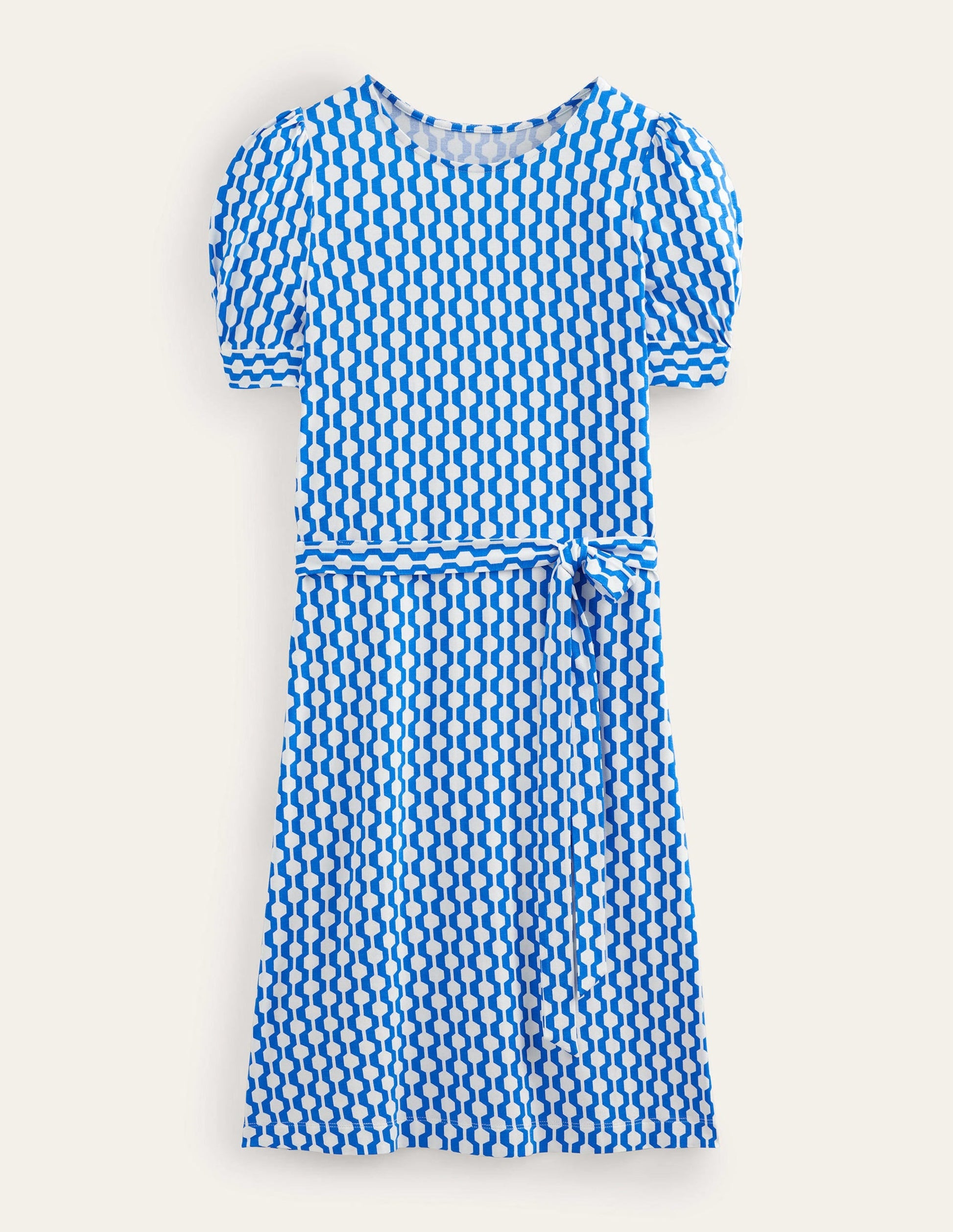 Knot Detail Jersey Mini Dress-Moroccan blue, Geo Azure-5
