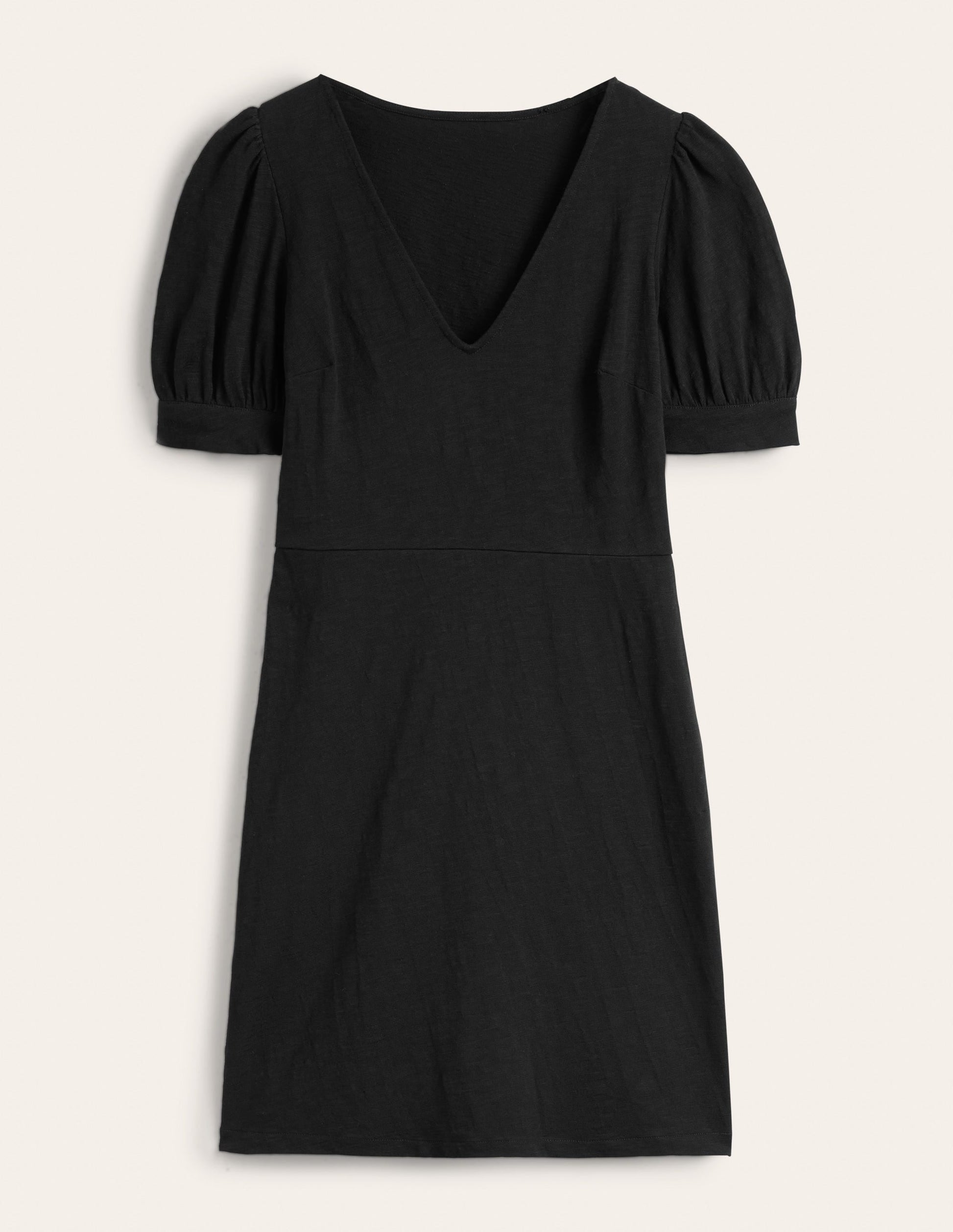 V-Neck Jersey Mini Dress-Black-5