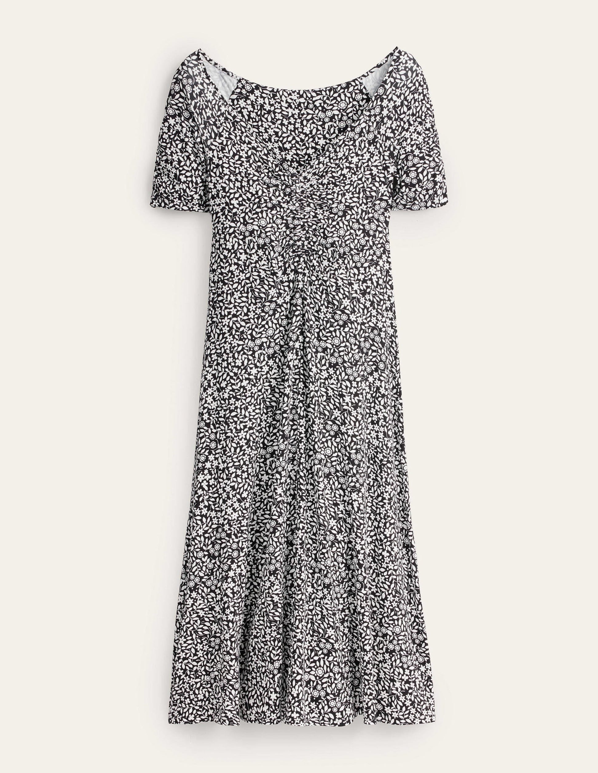 Ruched Front Jersey Midi Dress-Black, Sunflower Pop-6