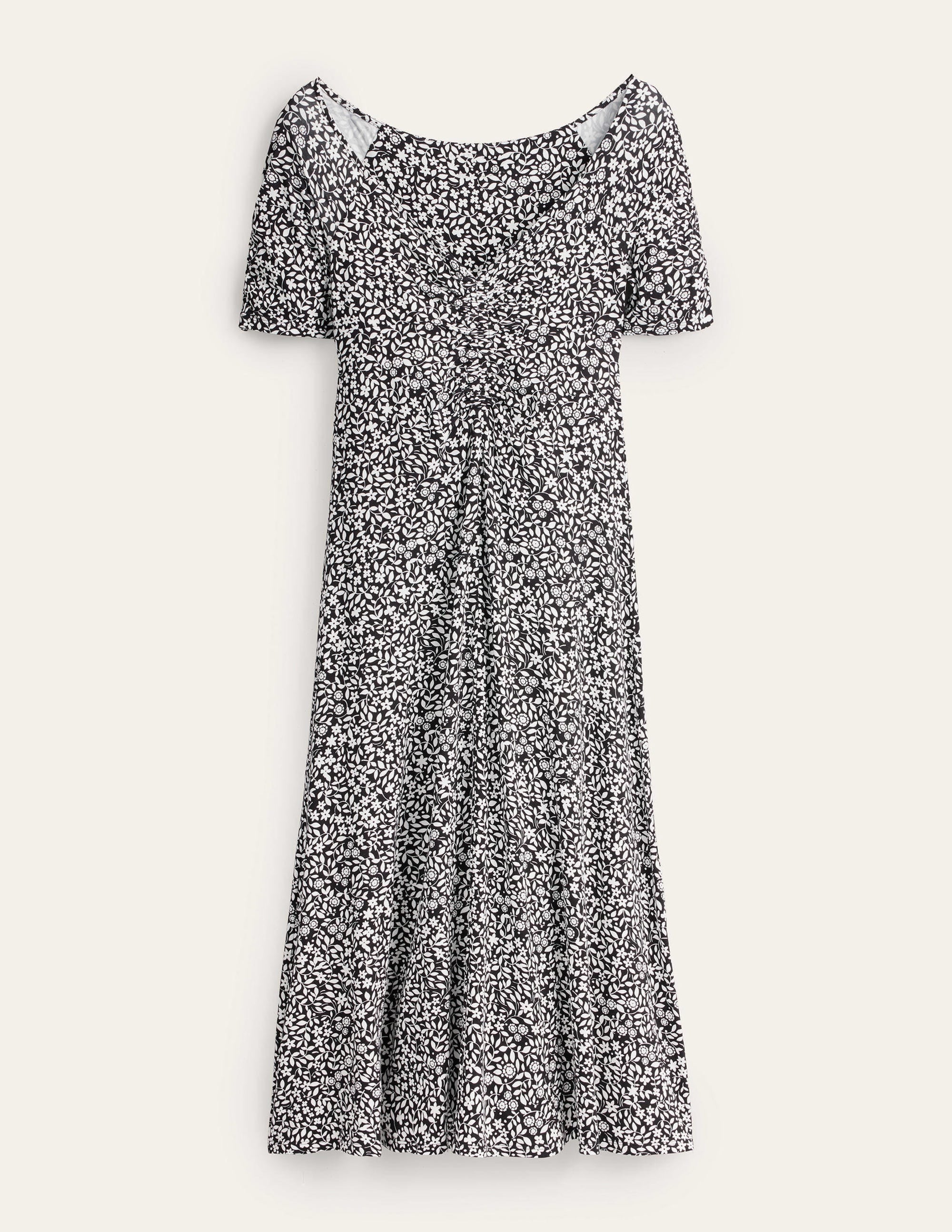Ruched Front Jersey Midi Dress-Black, Sunflower Pop - Image 6
