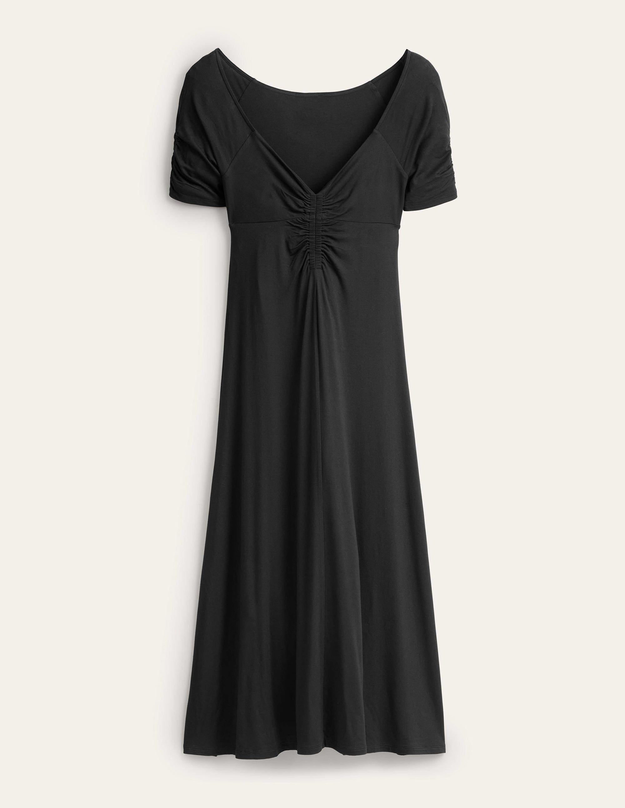 Ruched Front Jersey Midi Dress-Black - Image 6