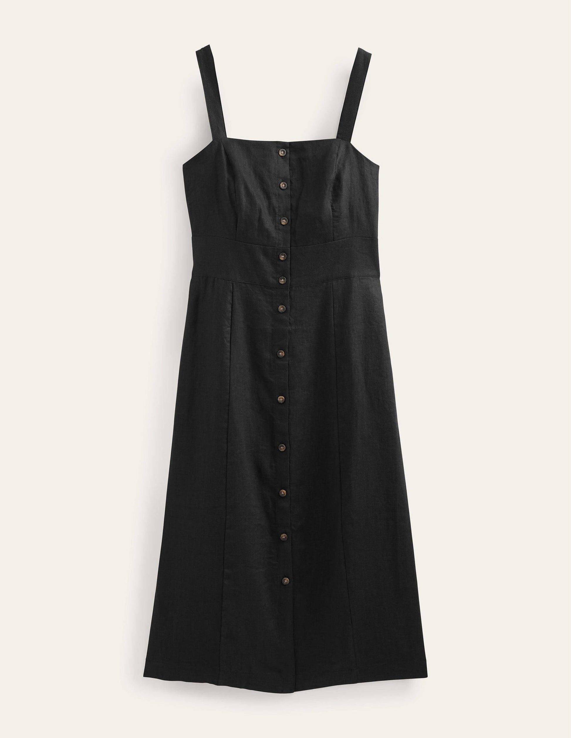 Strappy Linen Midi Dress-Black-7