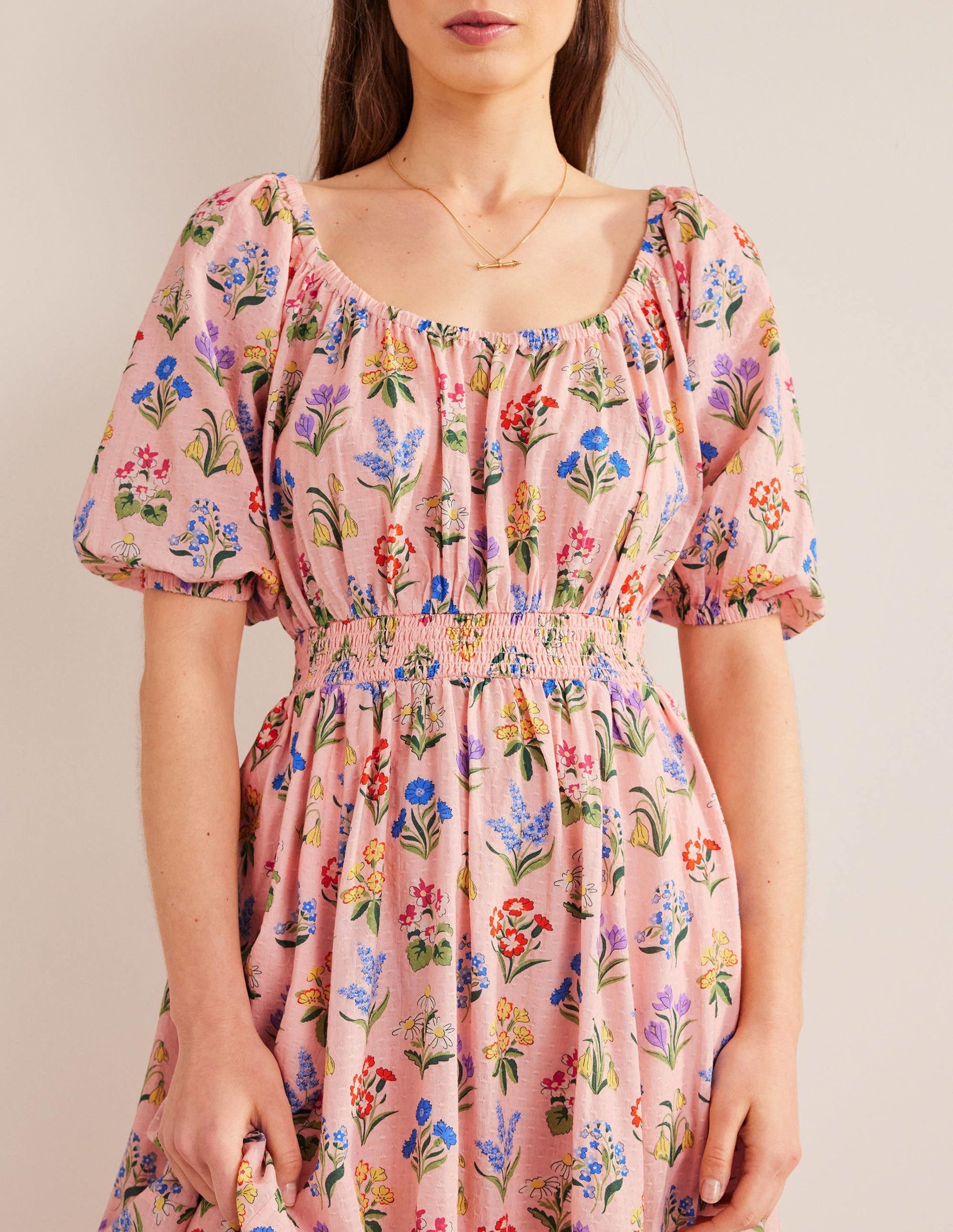 Scoop Neck Midi Dress-Dusty Pink, Spring Garden-2