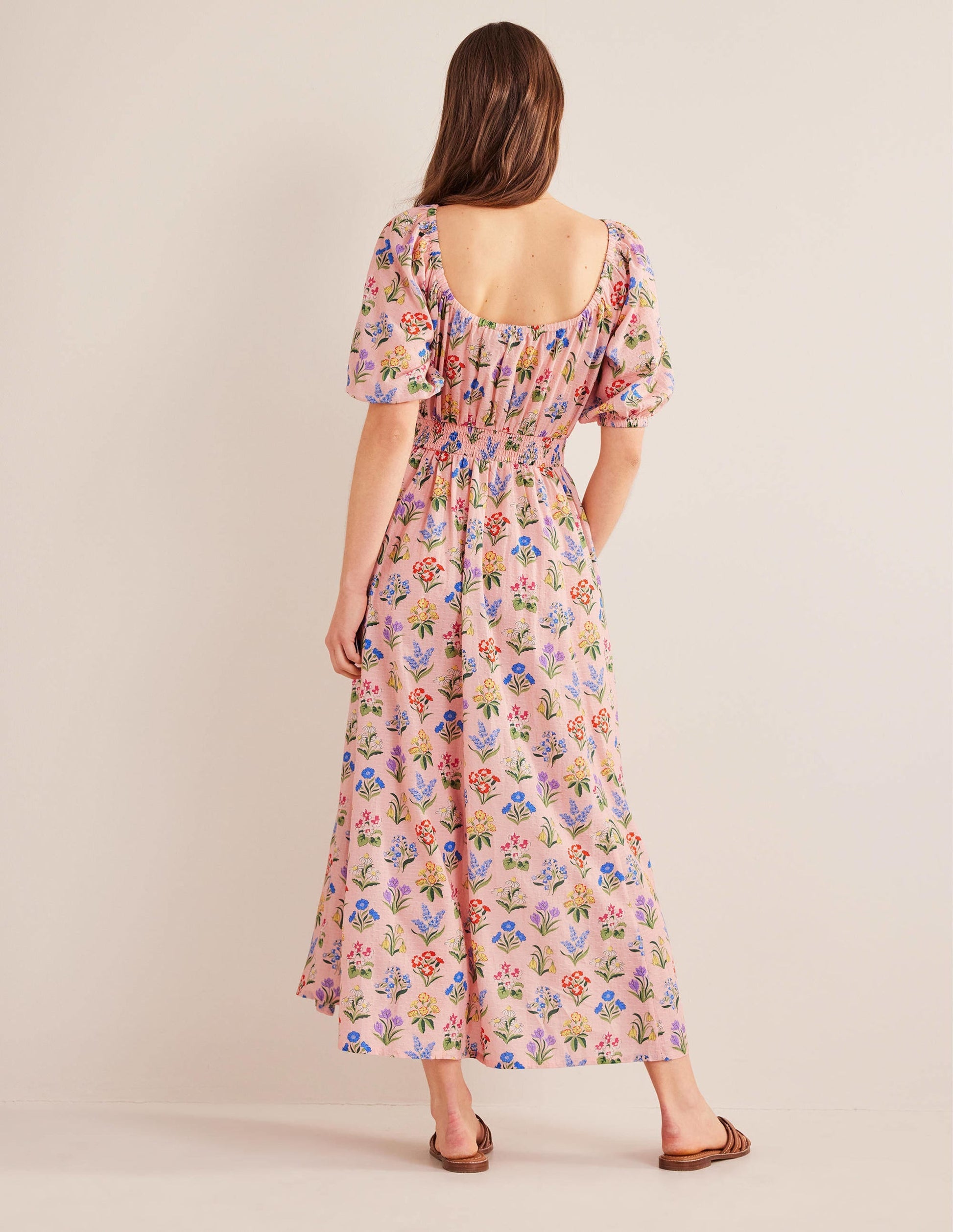 Scoop Neck Midi Dress-Dusty Pink, Spring Garden-3