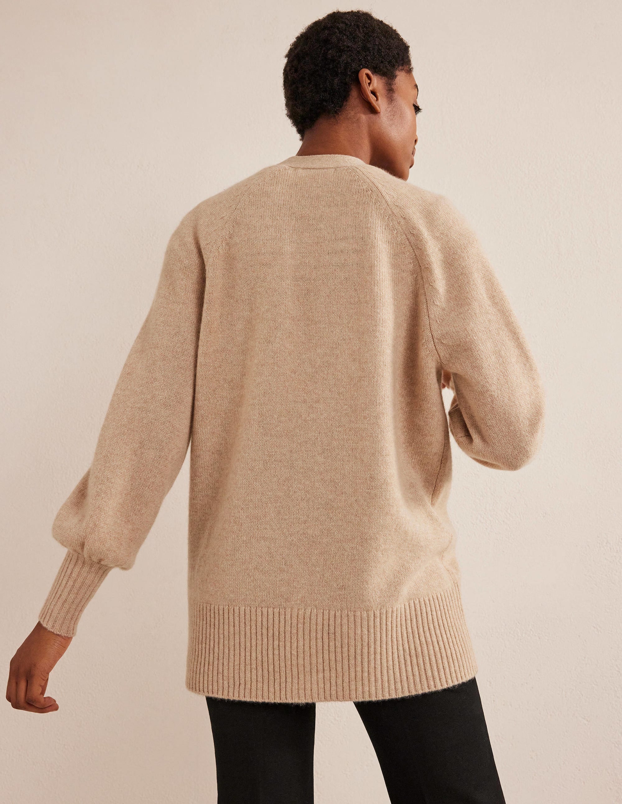 Long Cashmere Cardigan-Chinchilla Melange - Image 3