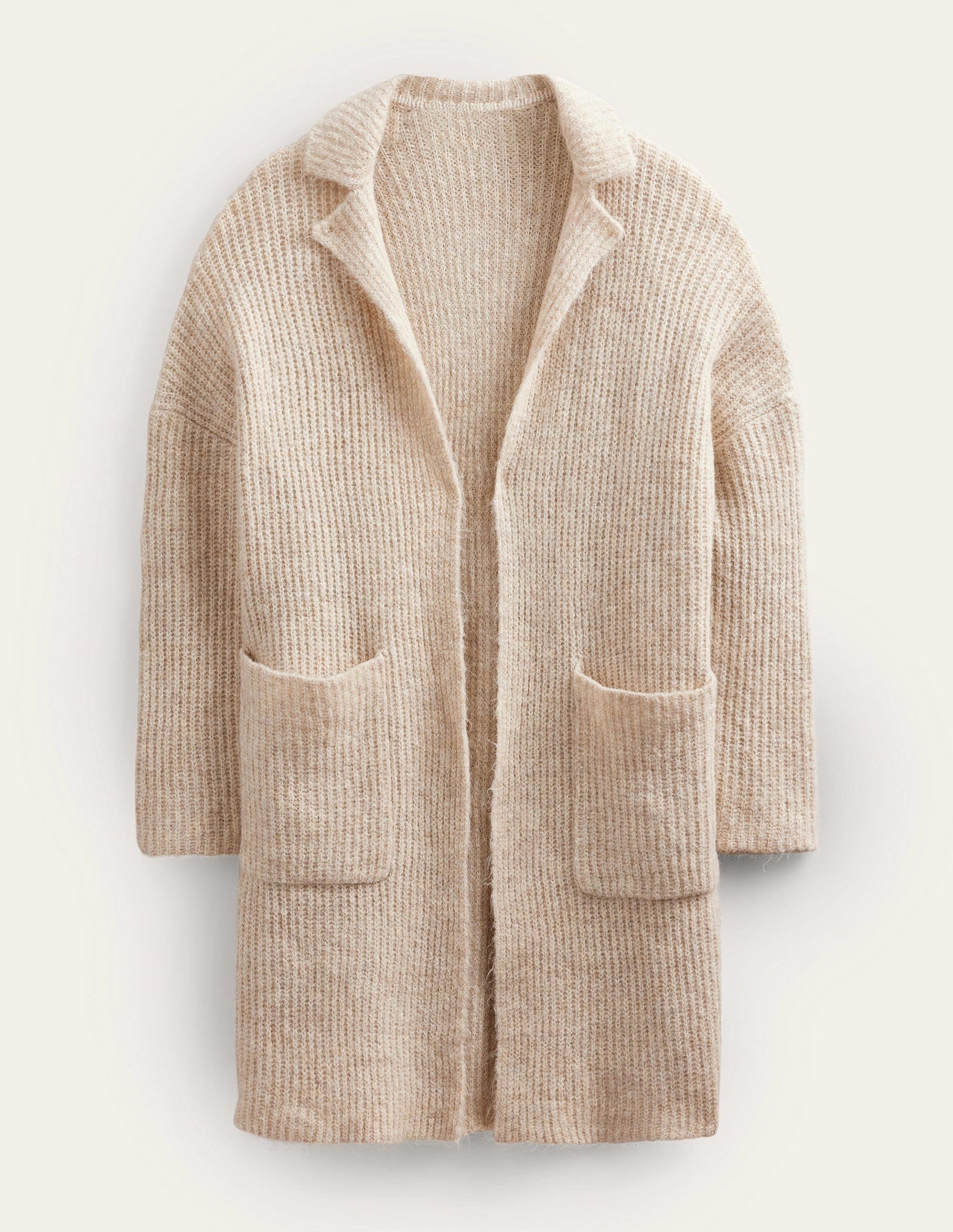 Fluffy Ribbed Coatigan-Oatmeal Melange-5