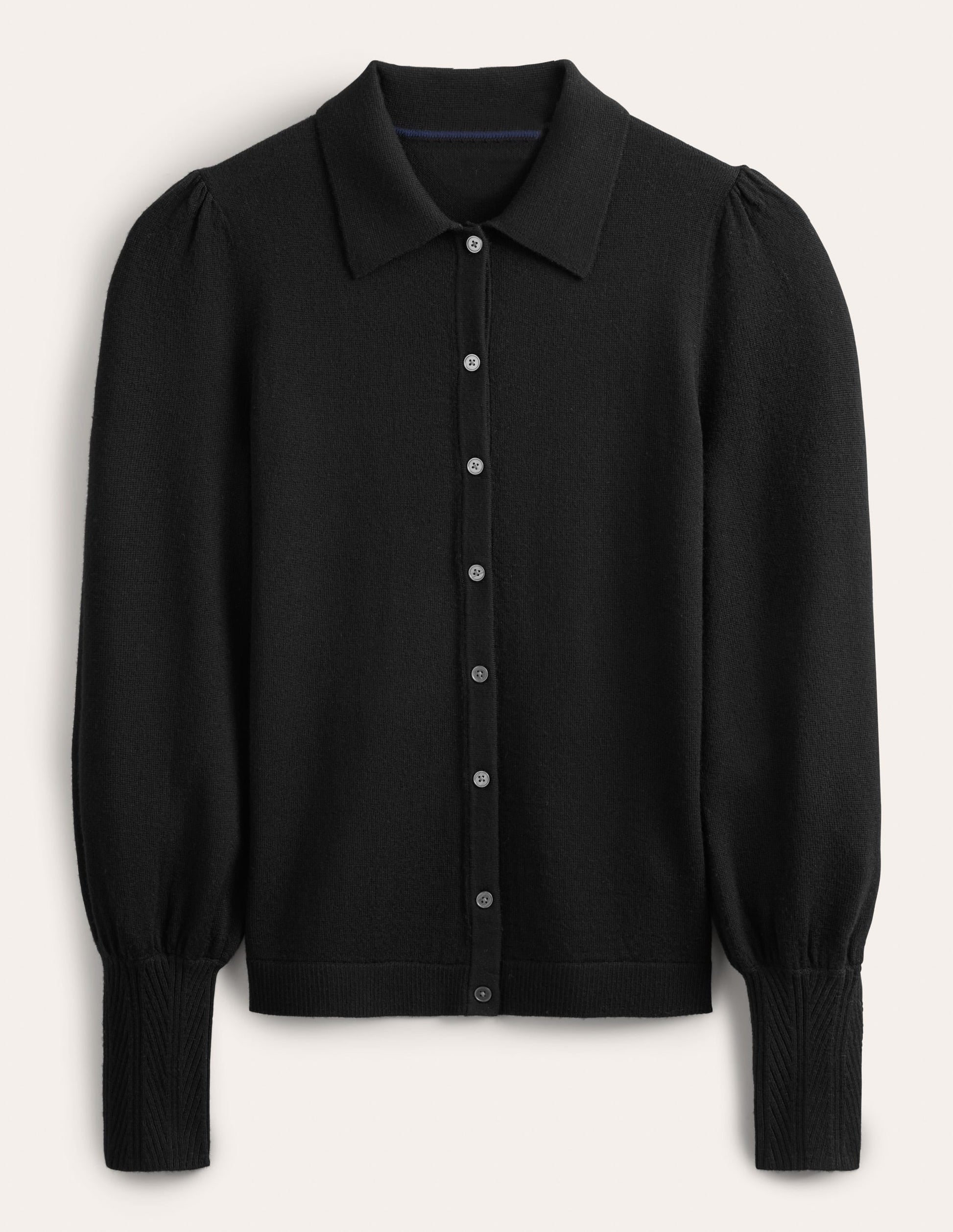 Merino Detail Cuff  Shirt-Black-5