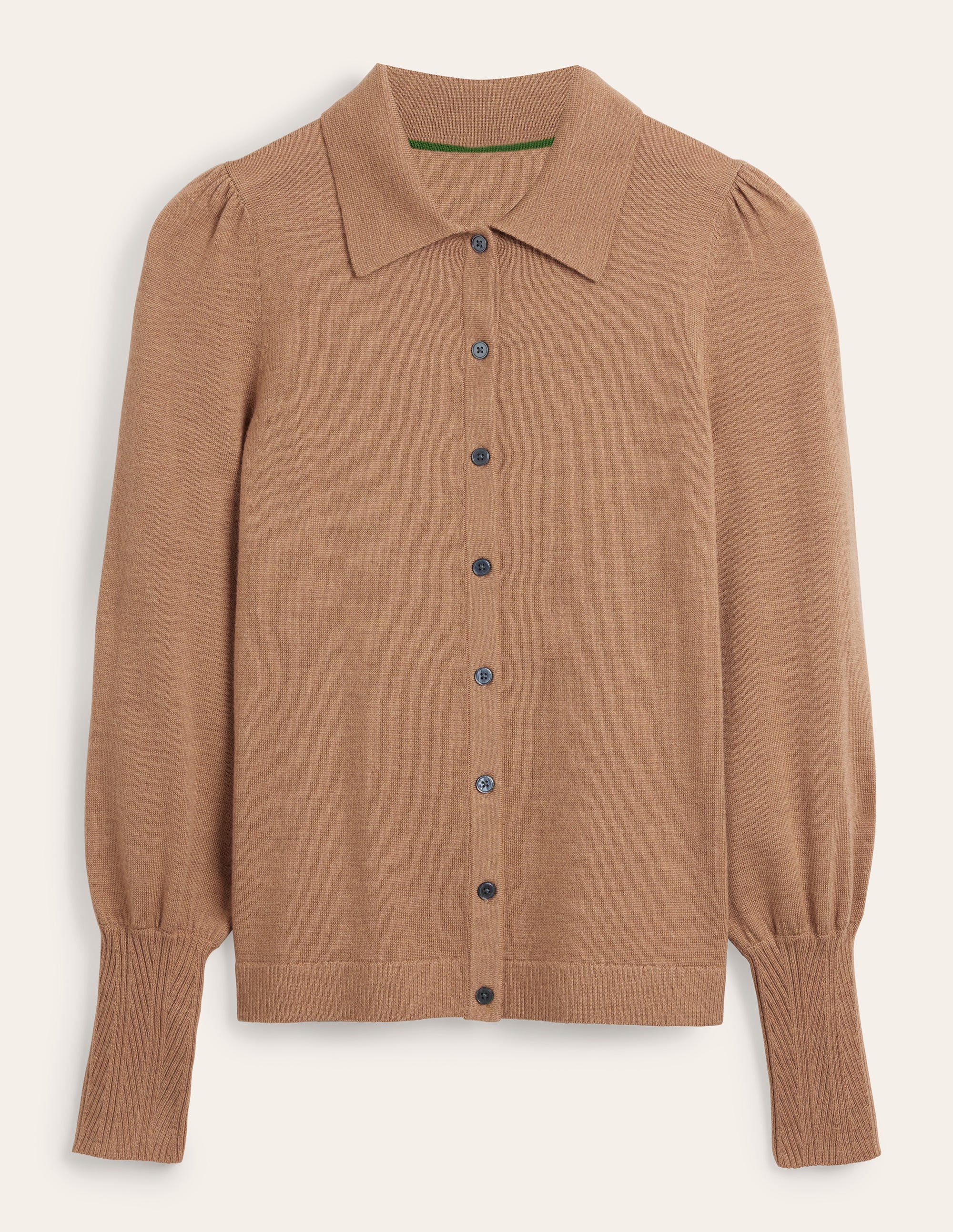Merino Detail Cuff  Shirt-Camel Melange - Image 6