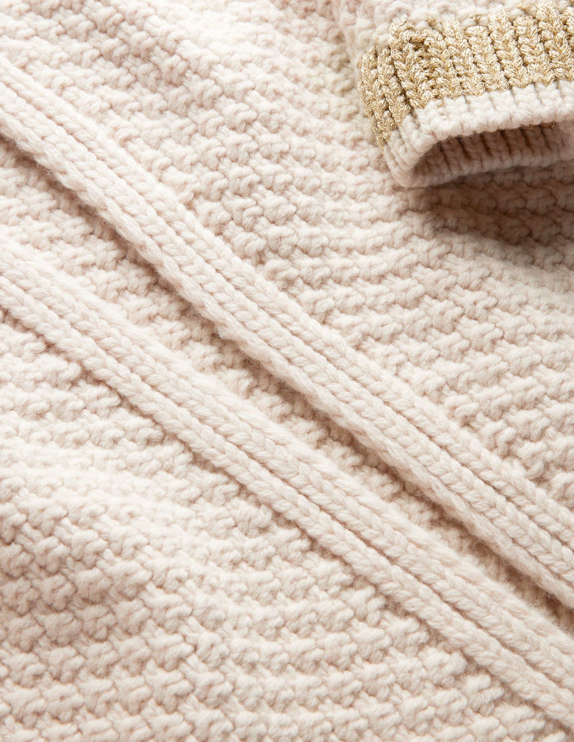Textured Chunky Wool Cardigan-Shearling, Gold-8
