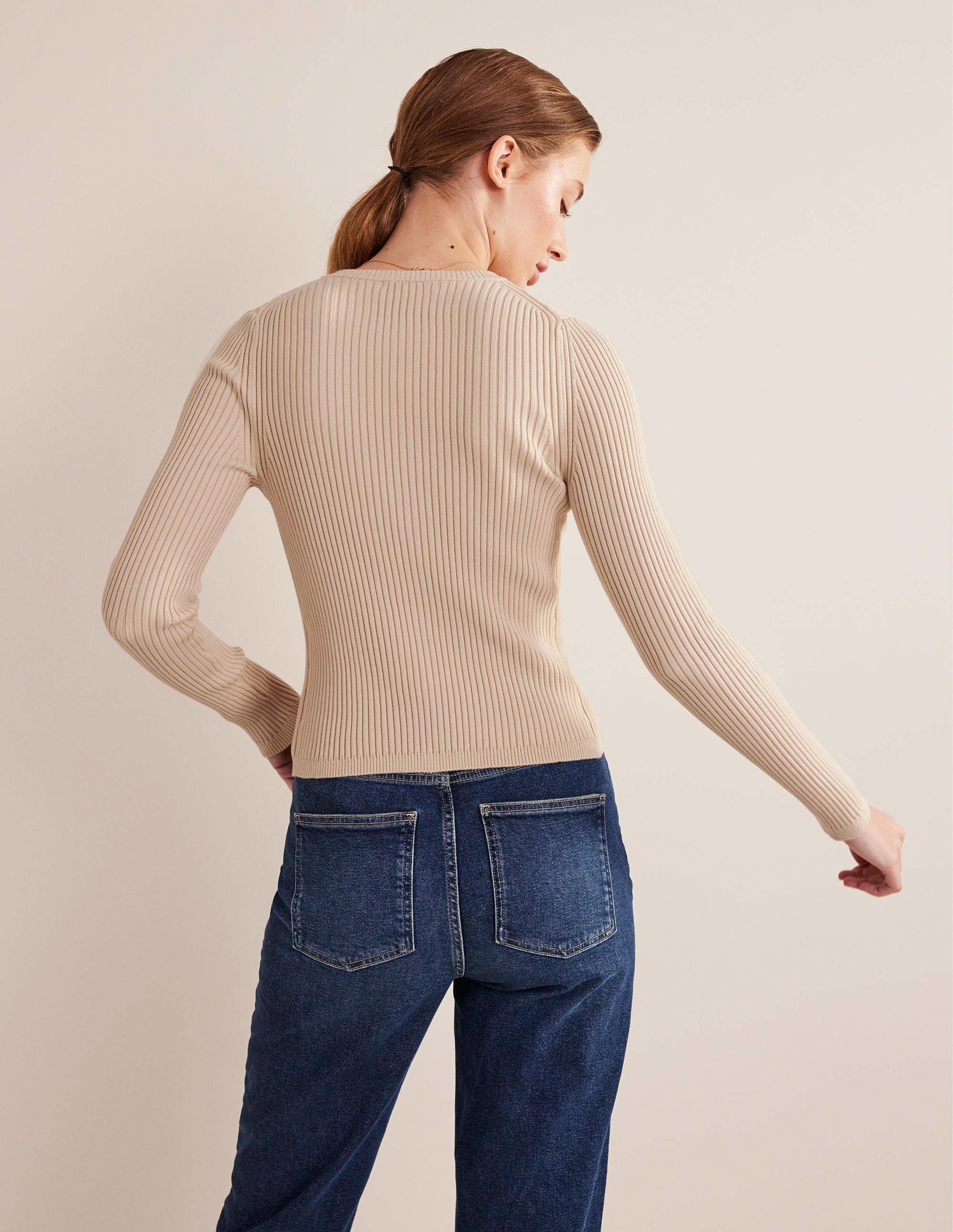 Ribbed Detail Cardigan-Rope - Image 3