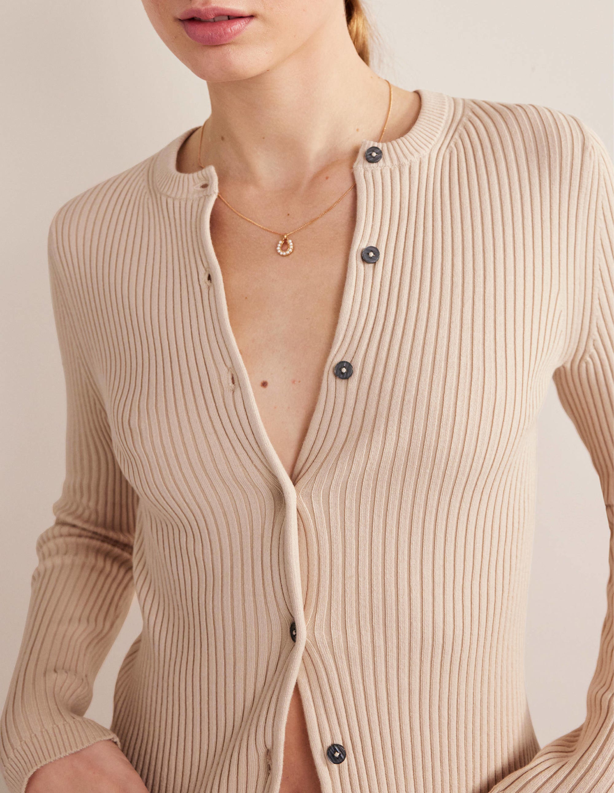 Ribbed Detail Cardigan-Rope - Image 4