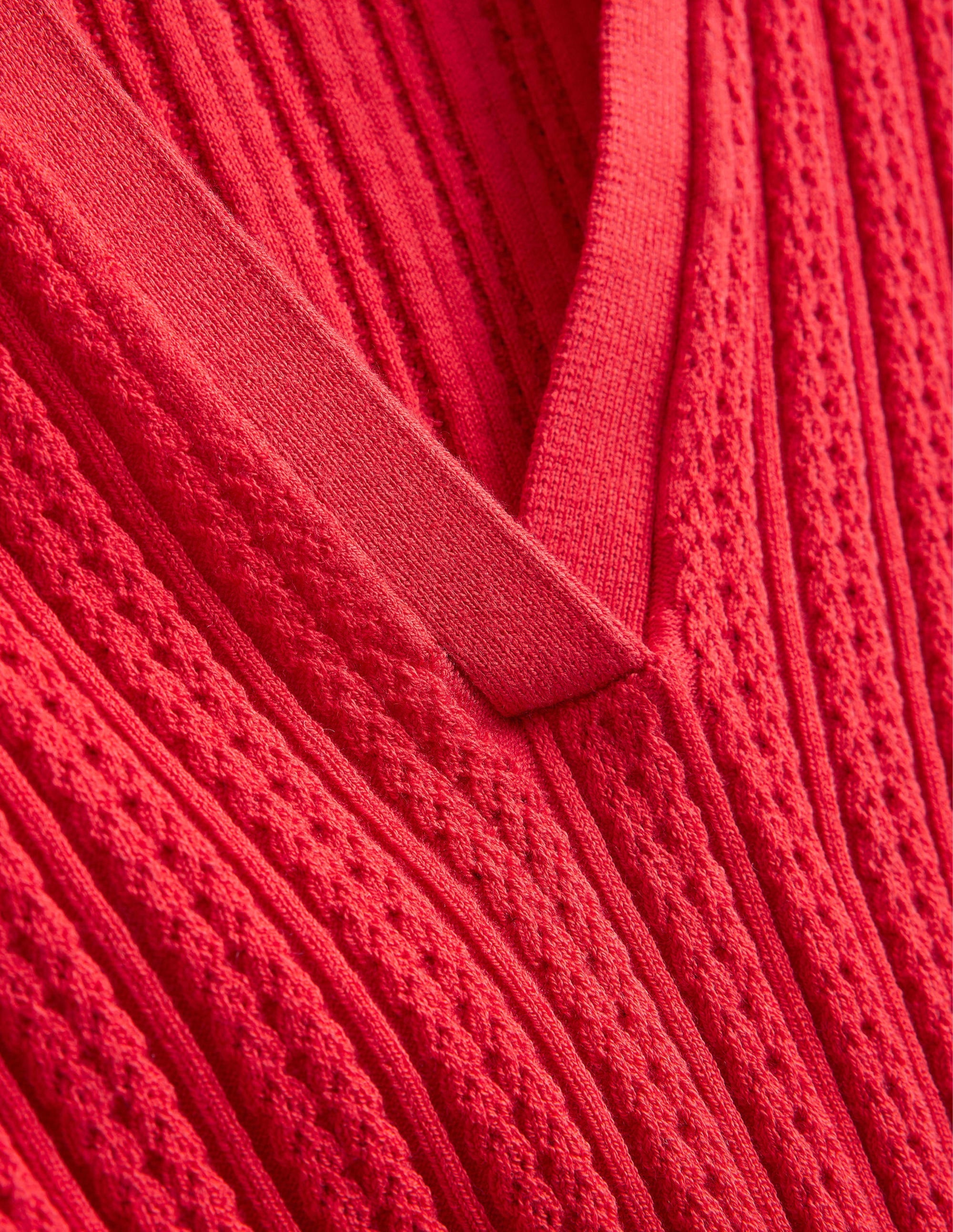 Ribbed Pointelle Collared Top-Strawberry Tart Red - Image 6