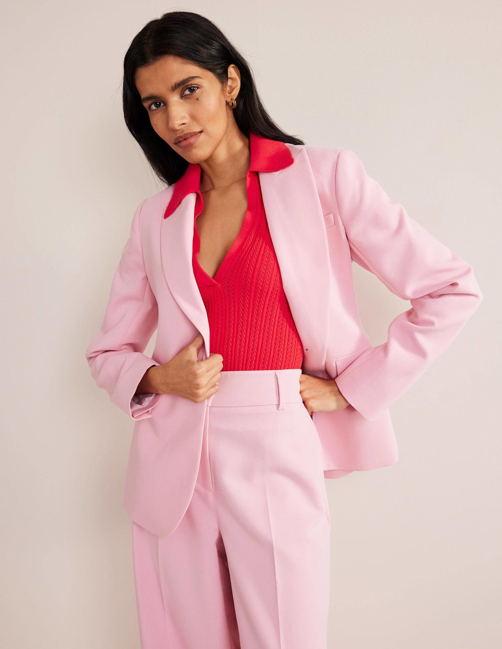 Ribbed Pointelle Collared Top-Strawberry Tart Red-4