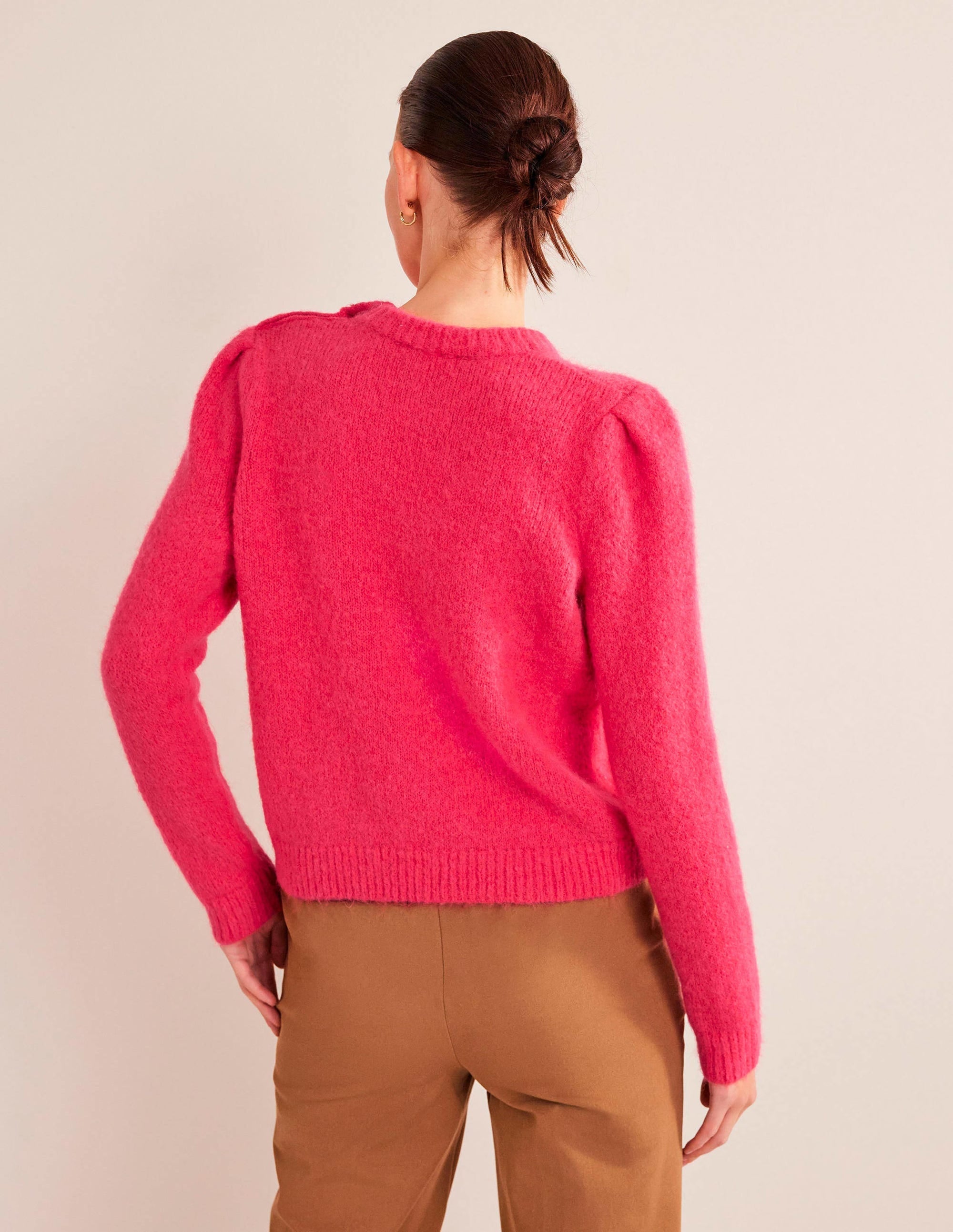Fluffy Button Shoulder Jumper-Virtual Pink - Image 3