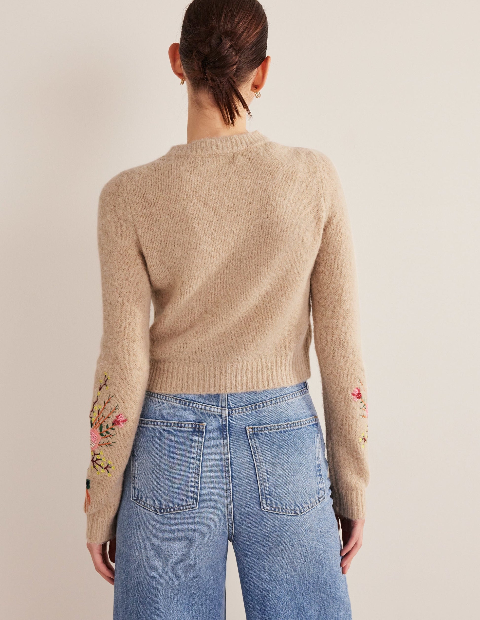 Fluffy Floral Detail Jumper-Chinchilla Melange Floral-3