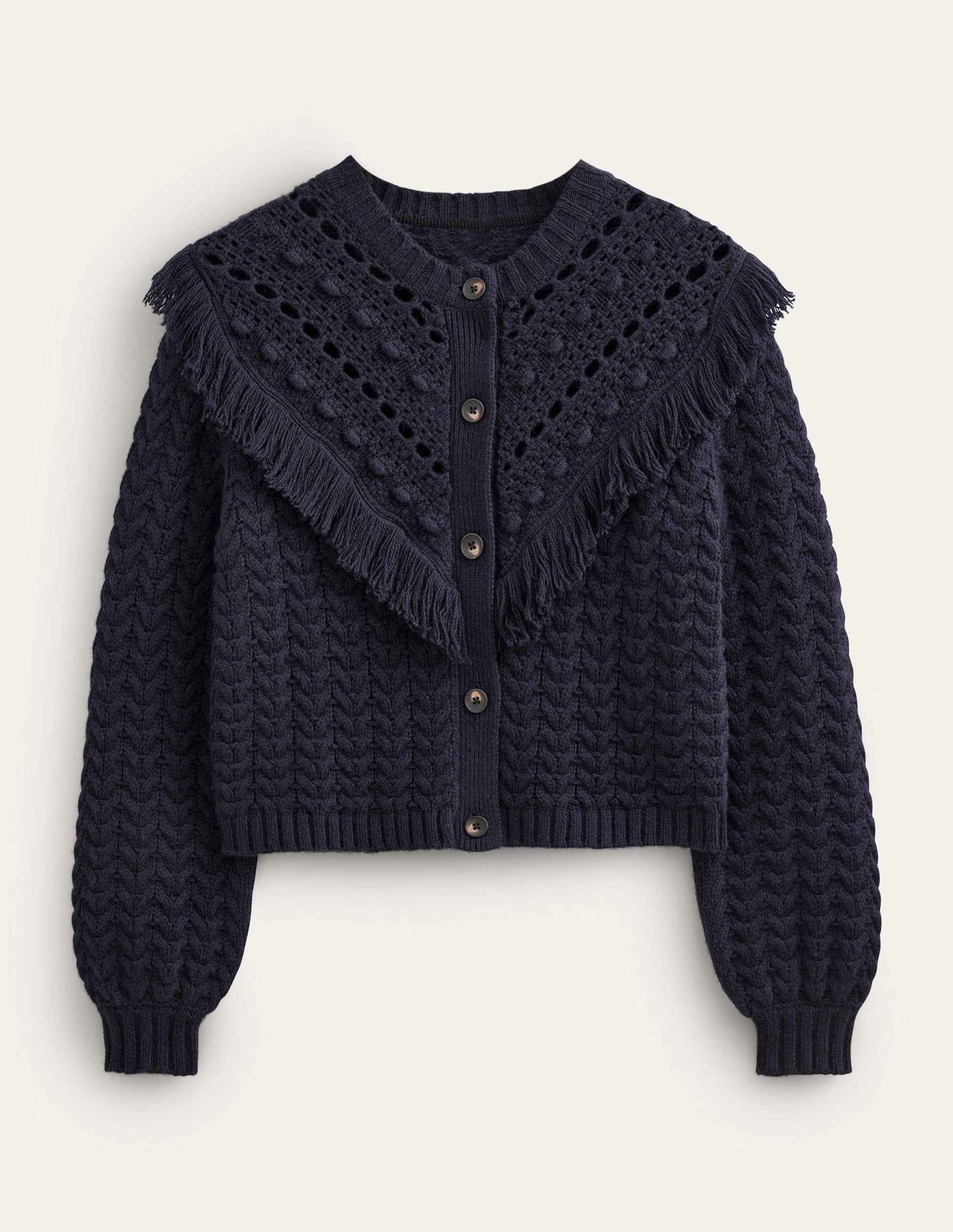 Fringe Detail Cardigan-Navy-6