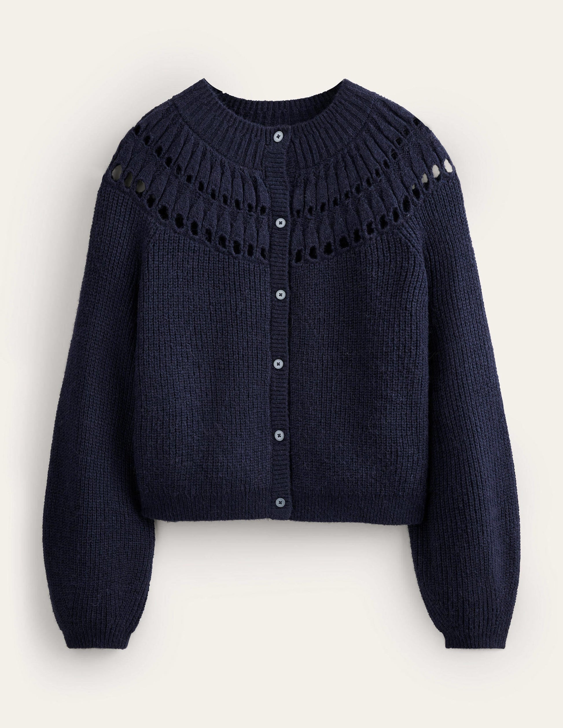 Fluffy Ruffle Cardigan-Navy-5