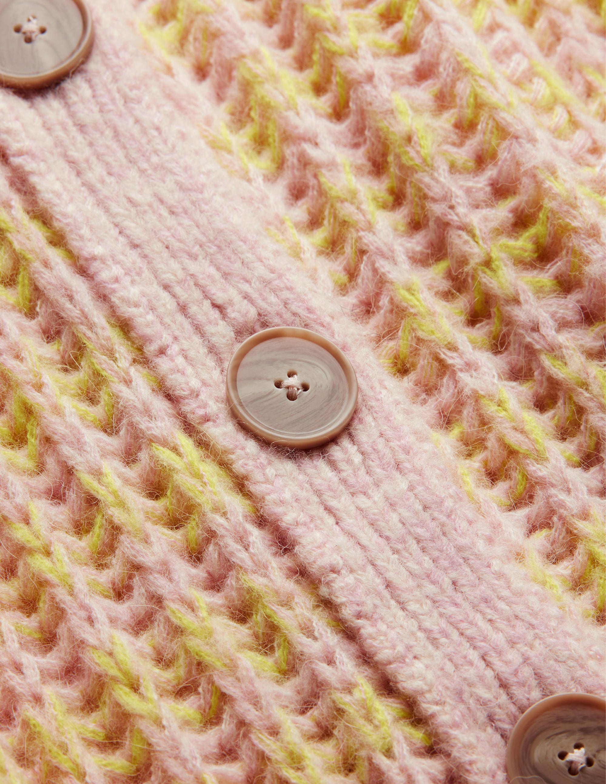 Wide Rib Fluffy Cardigan-Yellow Marl - Image 6