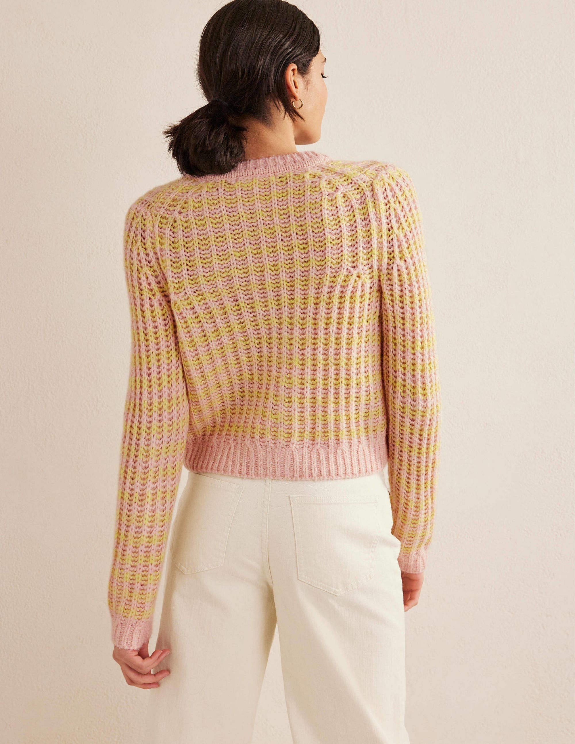 Wide Rib Fluffy Cardigan-Yellow Marl - Image 3