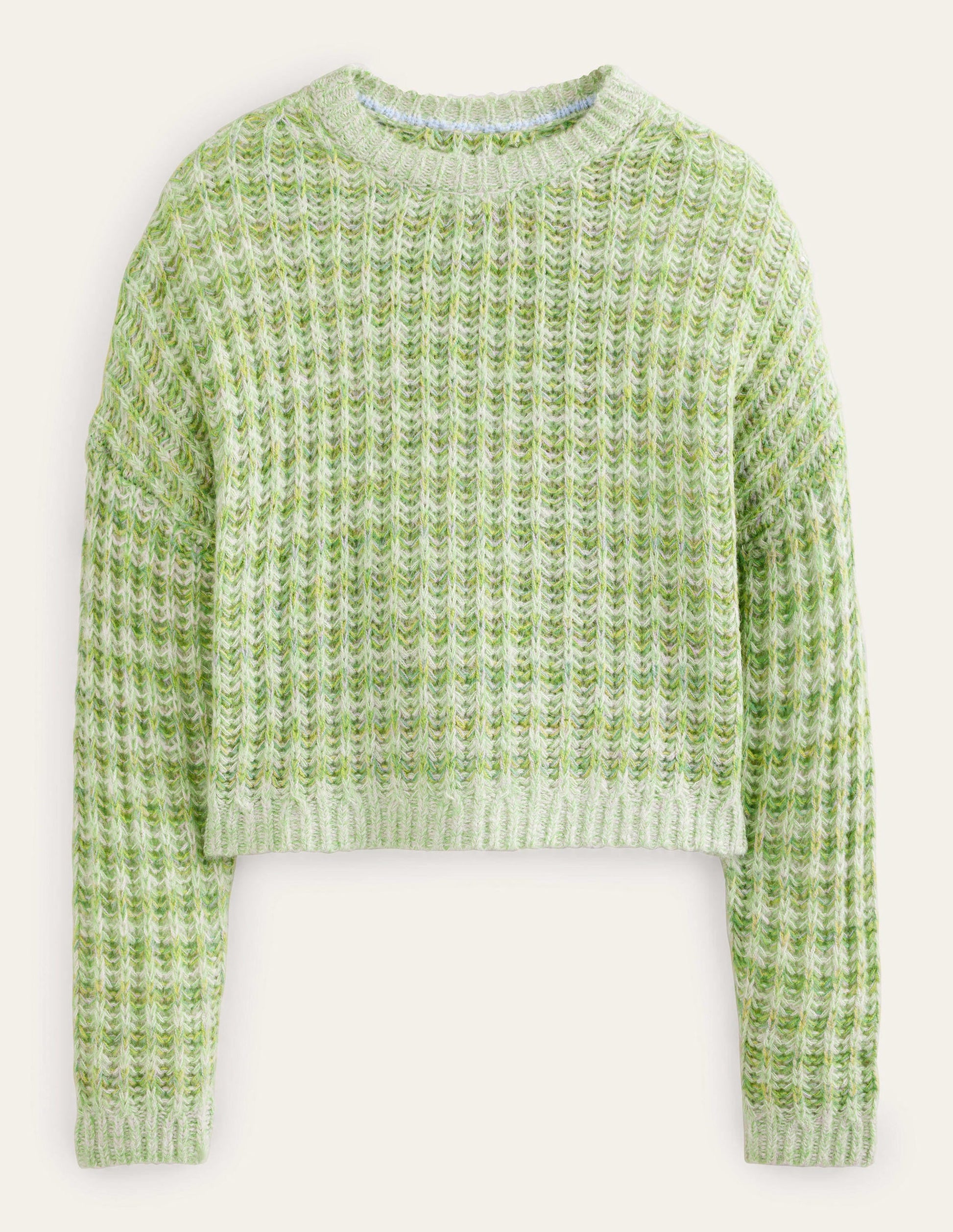 Wide Rib Fluffy Jumper-Green Marl-5