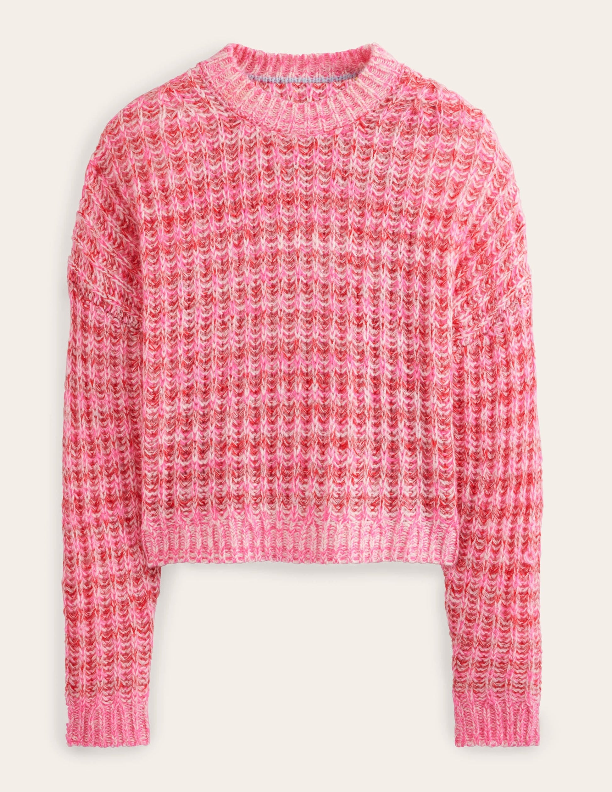 Wide Rib Fluffy Jumper-Pink Marl-2
